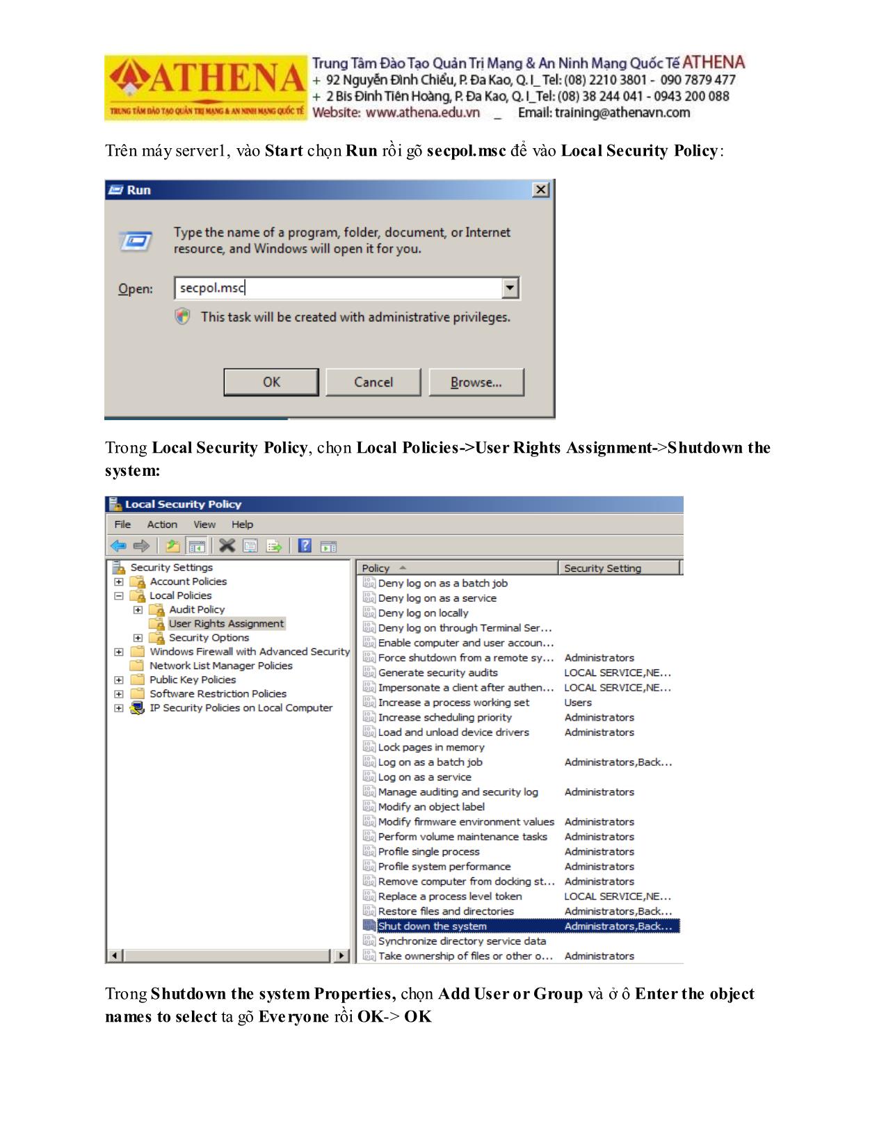 Tài liệu Hướng dẫn thực hành quản trị mạng - Local security policy trang 10