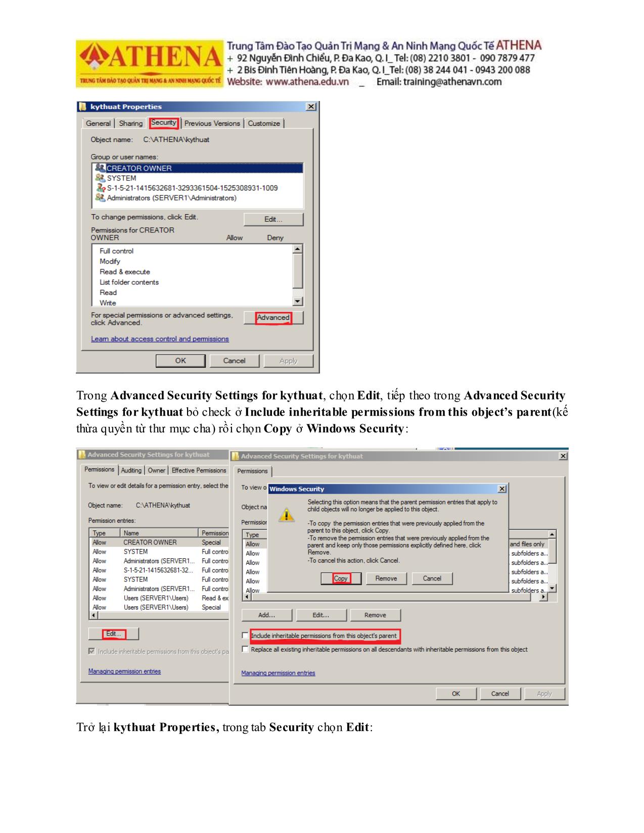 Tài liệu Hướng dẫn thực hành quản trị mạng - Share permission trang 9