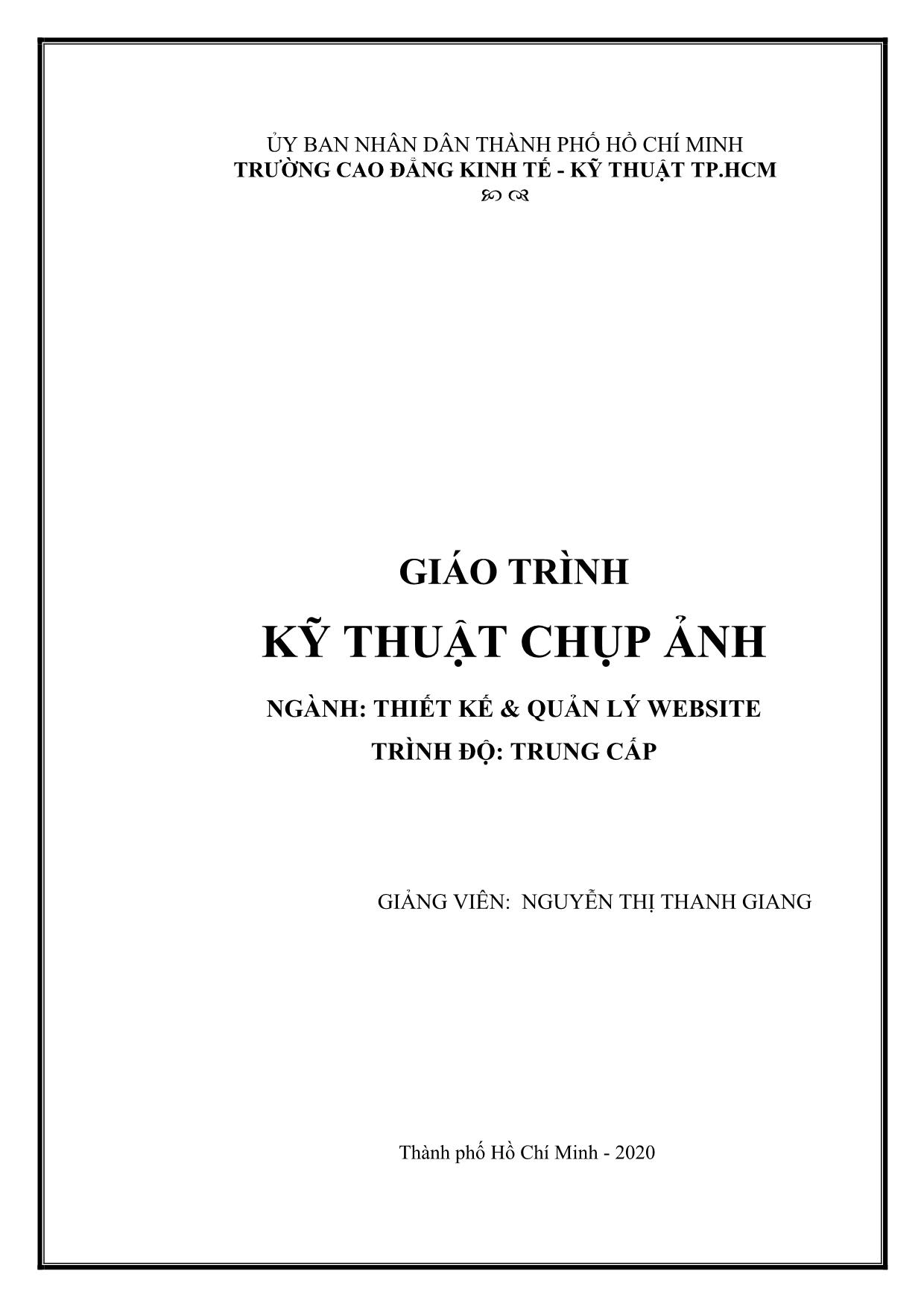 Giáo trình Kỹ thuật chụp ảnh trang 1