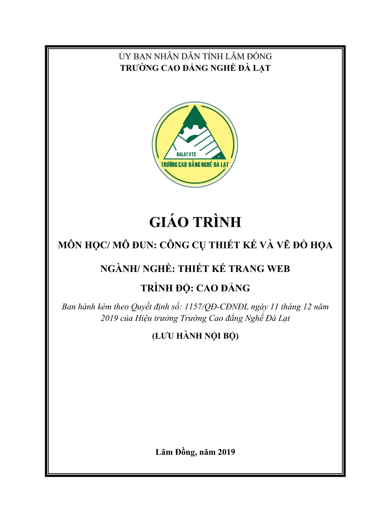 Giáo trình Công cụ thiết kế và vẽ đồ họa - Nghề: Thiết kế trang web (Phần 1) trang 1