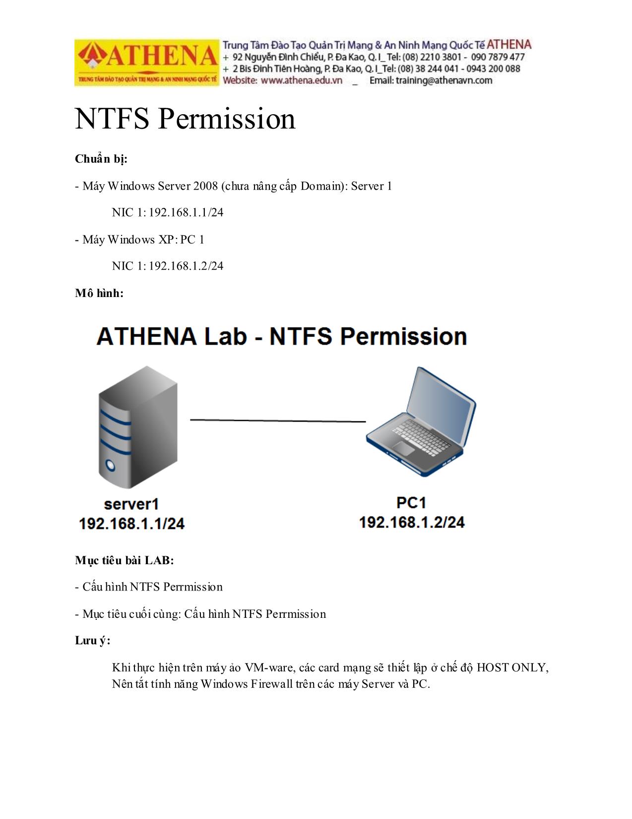 Tài liệu Hướng dẫn thực hành quản trị mạng - NTFS Permission trang 1