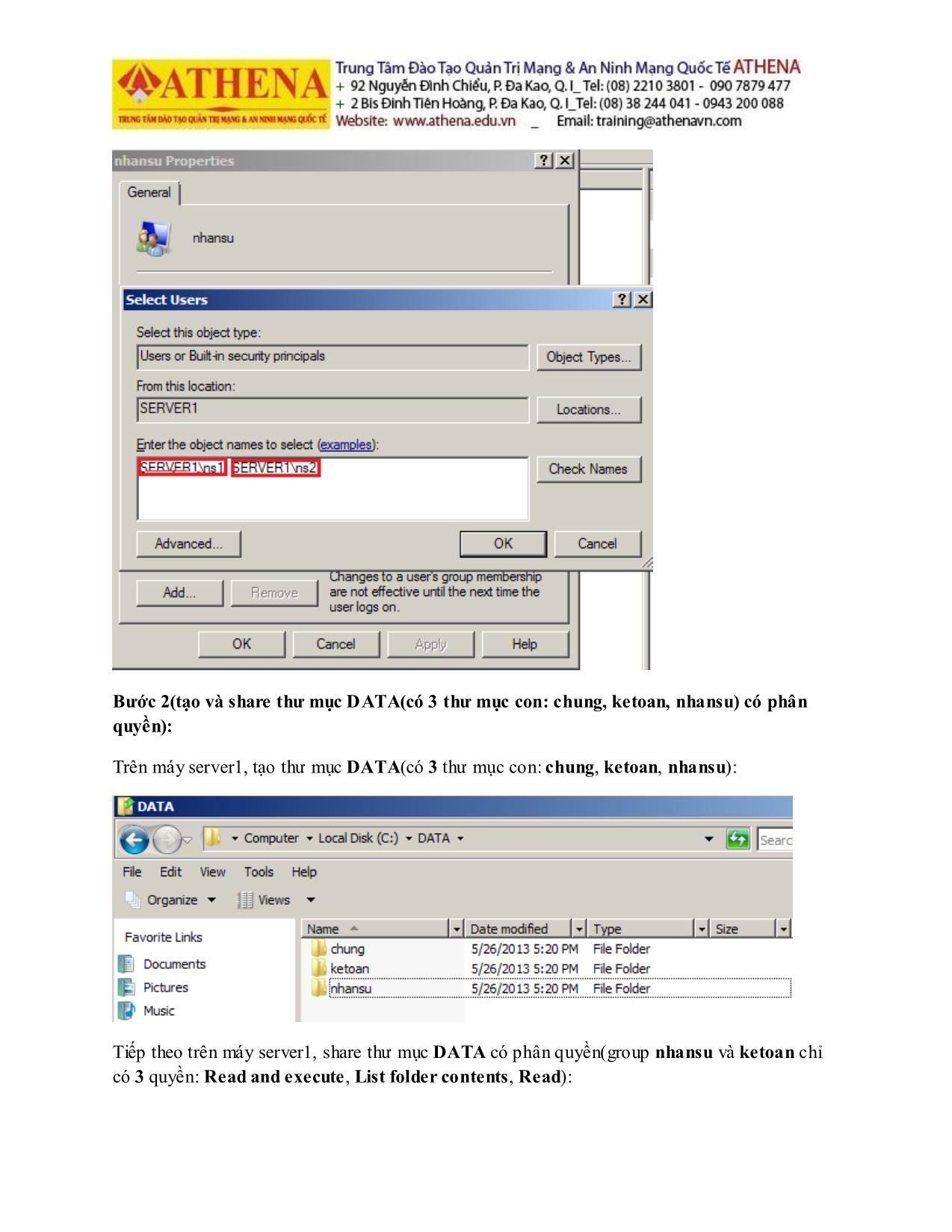 Tài liệu Hướng dẫn thực hành quản trị mạng - NTFS Permission trang 4