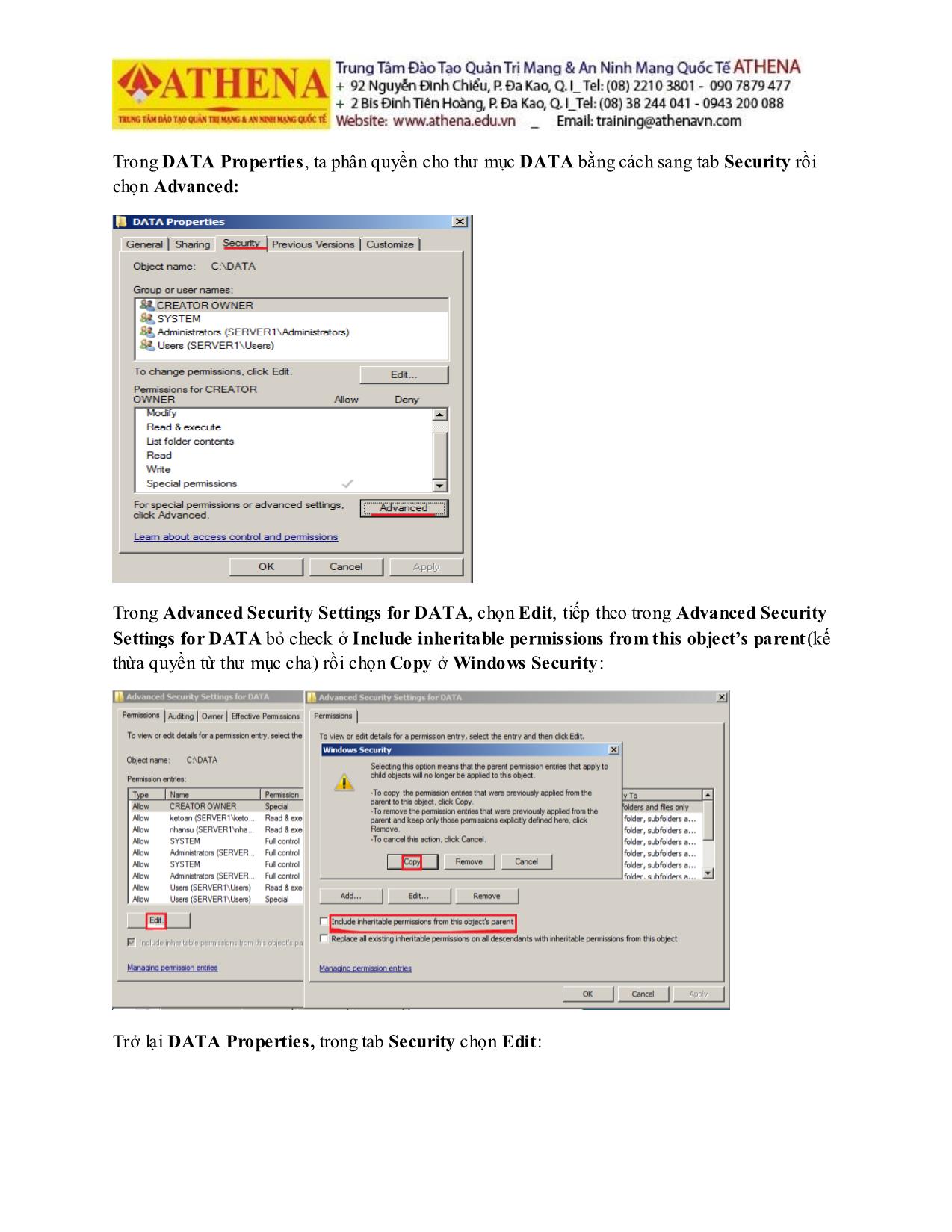 Tài liệu Hướng dẫn thực hành quản trị mạng - NTFS Permission trang 5