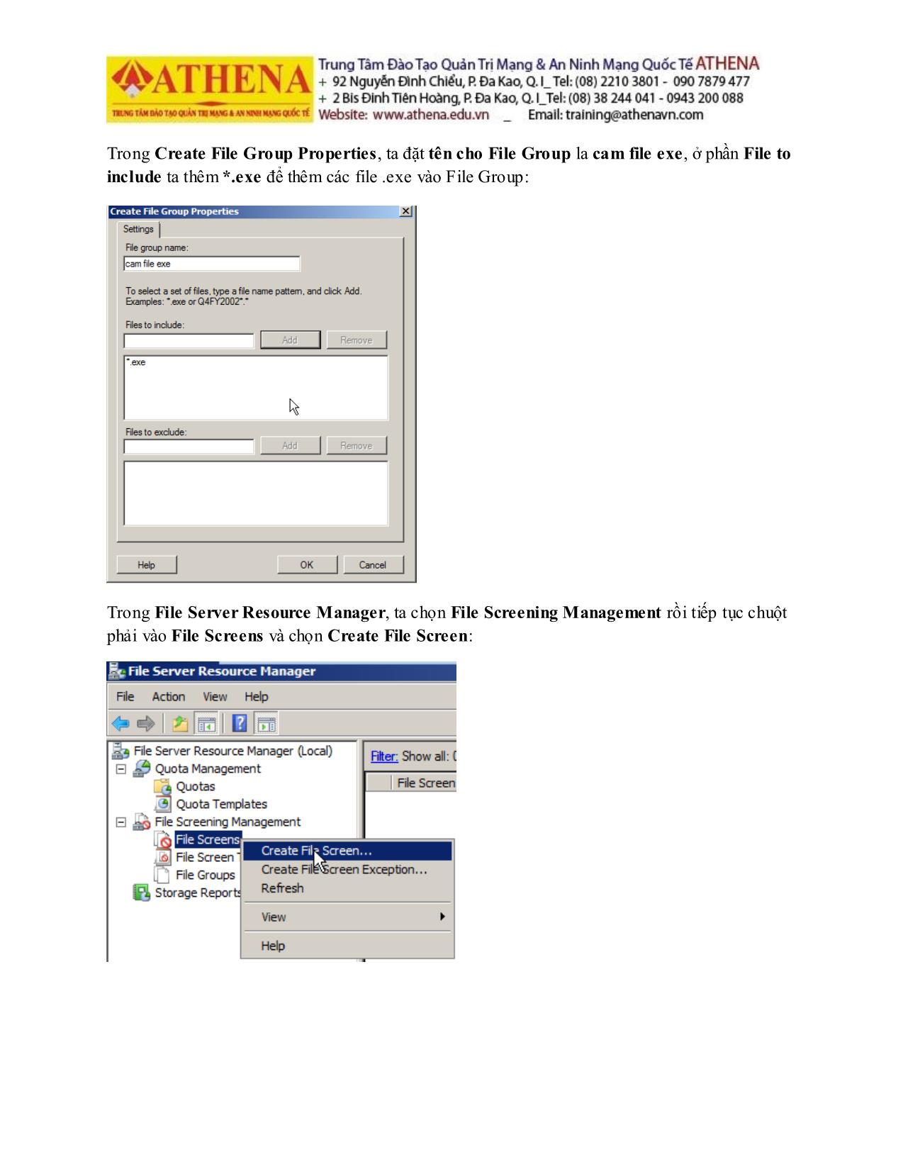 Tài liệu Hướng dẫn thực hành quản trị mạng - File server resource manager trang 10