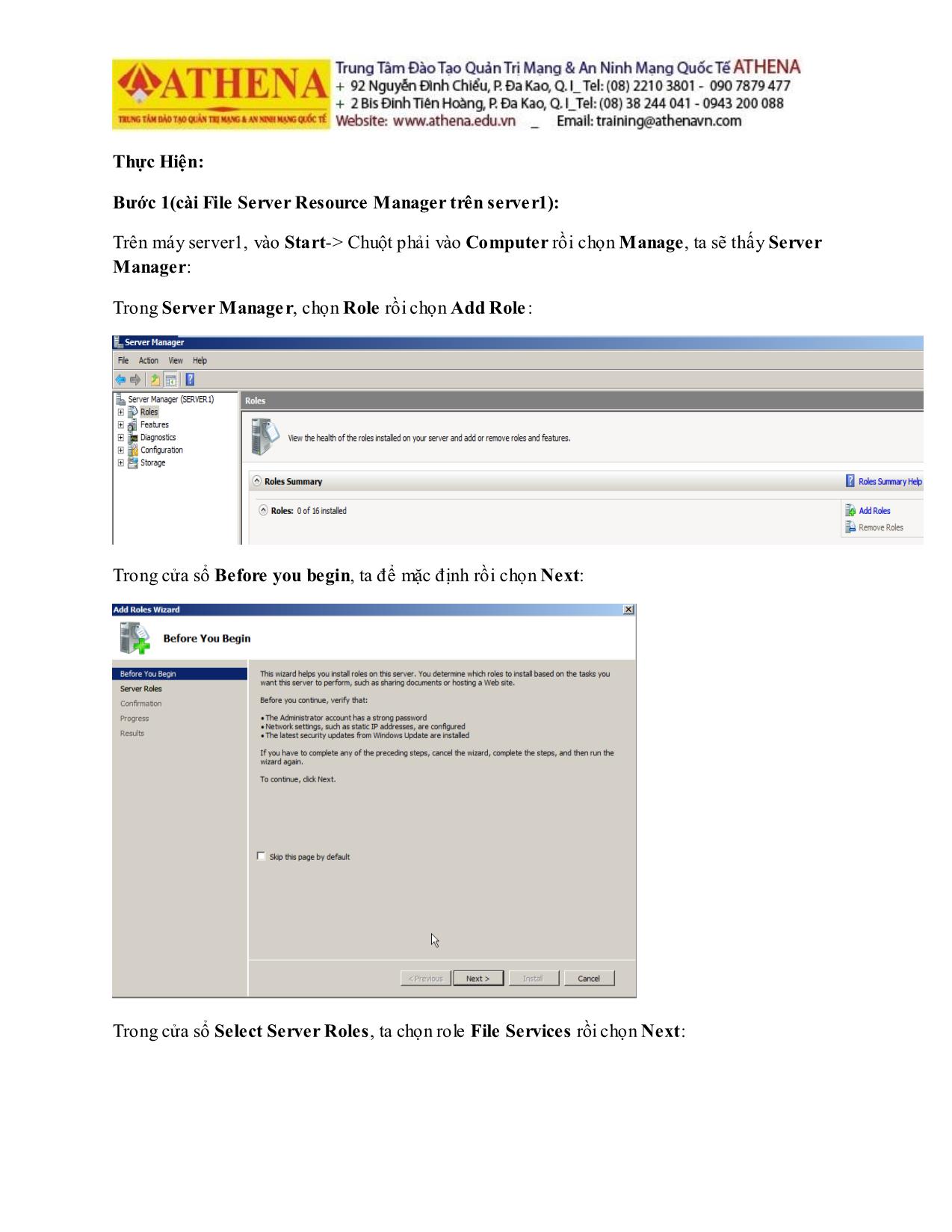 Tài liệu Hướng dẫn thực hành quản trị mạng - File server resource manager trang 2