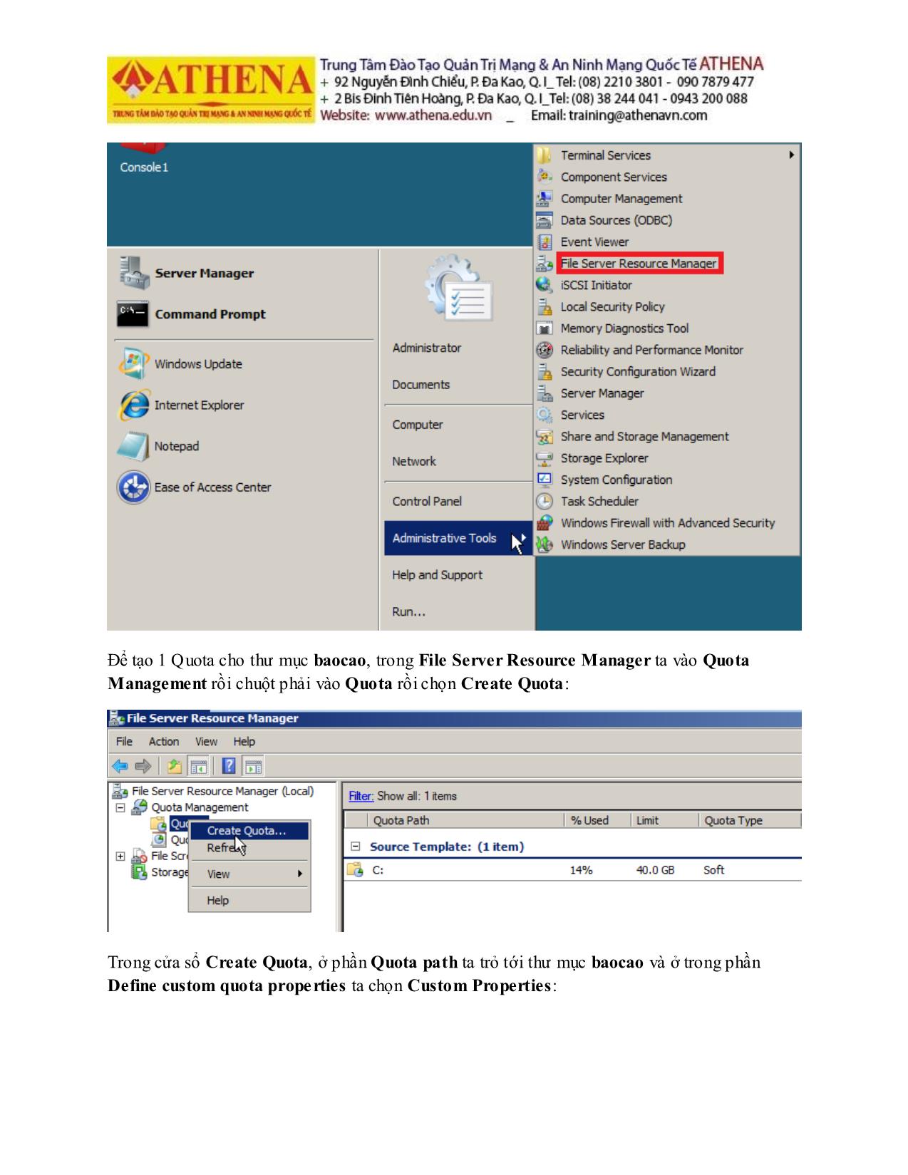 Tài liệu Hướng dẫn thực hành quản trị mạng - File server resource manager trang 7