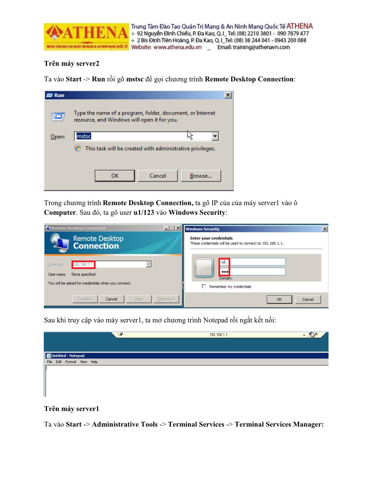 Tài liệu Hướng dẫn thực hành quản trị mạng - Remote desktop trang 4