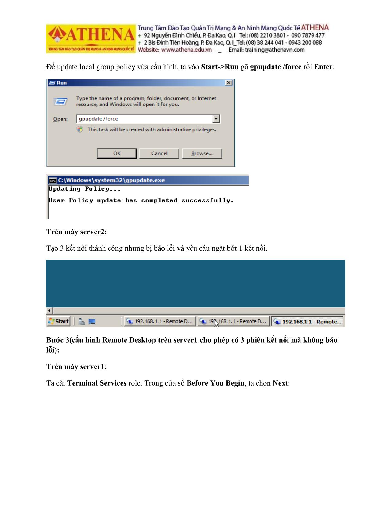 Tài liệu Hướng dẫn thực hành quản trị mạng - Remote desktop trang 9