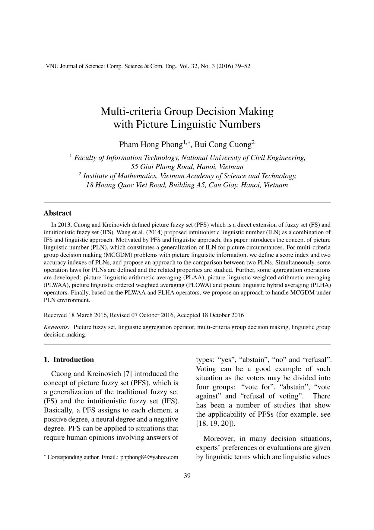 Multi - Criteria group decision making with picture linguistic numbers trang 1