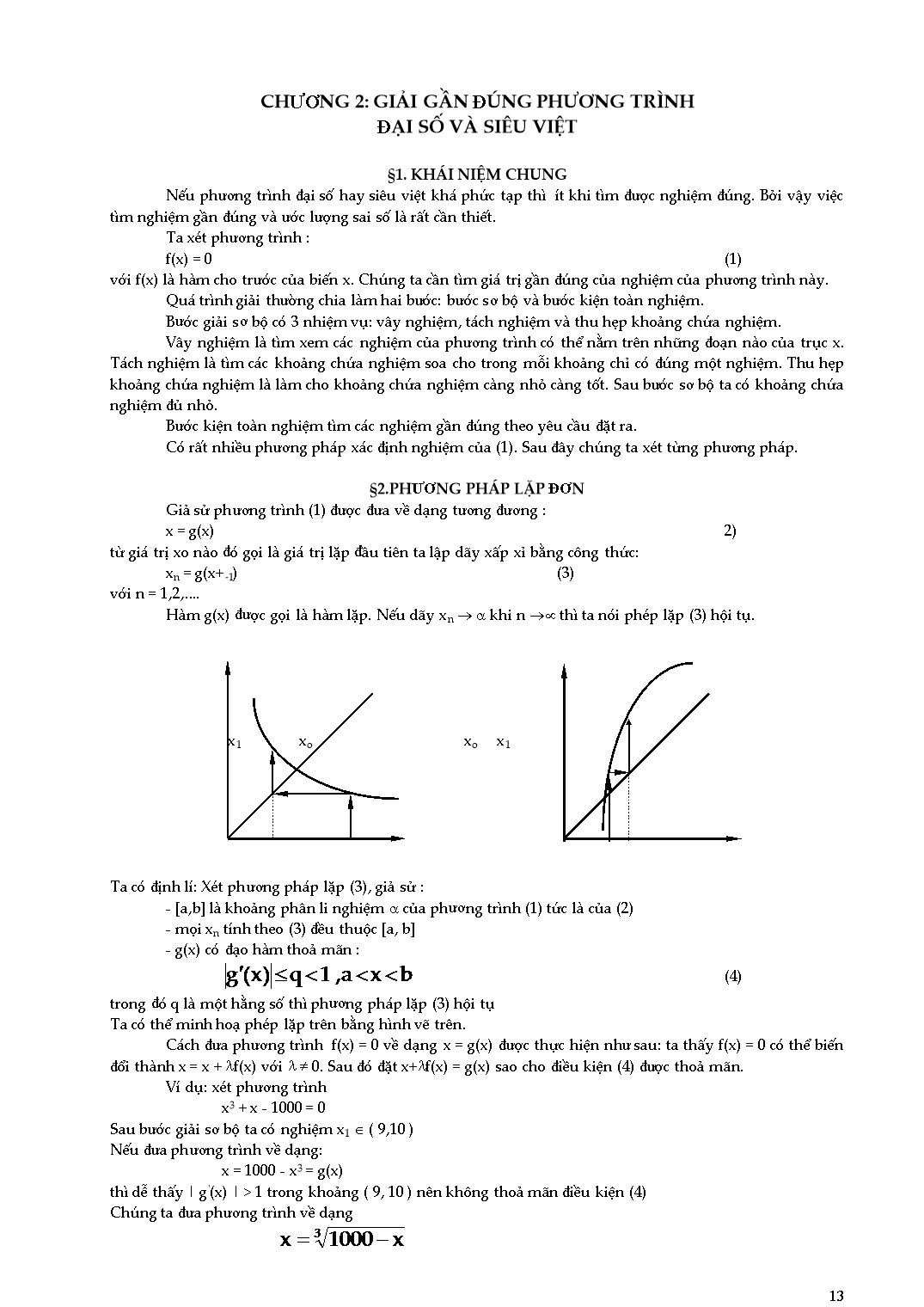 Giáo trình Phương pháp tính - Chương 2: Giải gần đúng phương trình đại số và siêu việt trang 1