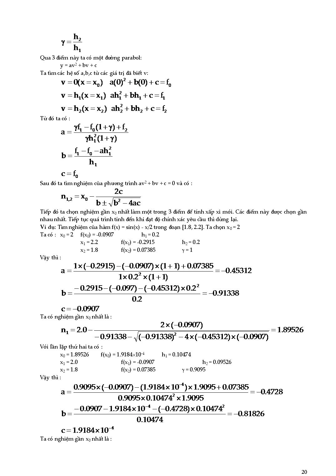 Giáo trình Phương pháp tính - Chương 2: Giải gần đúng phương trình đại số và siêu việt trang 8