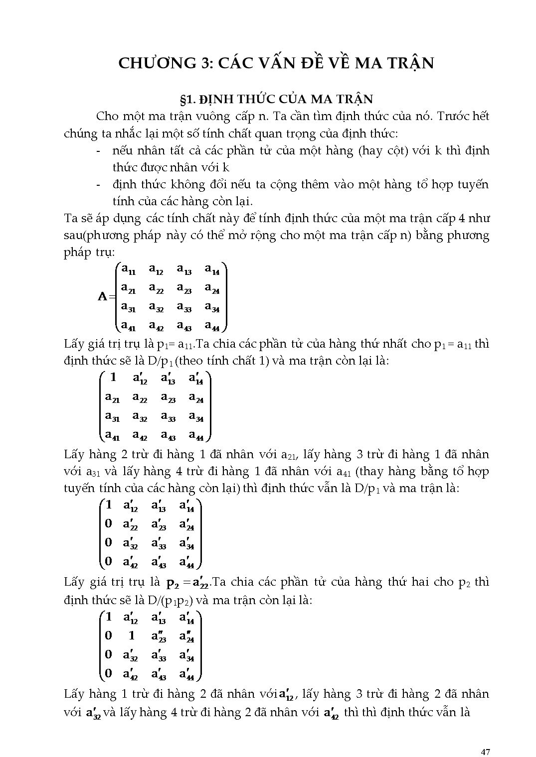 Giáo trình Phương pháp tính - Chương 3: Các vấn đề về ma trận trang 1