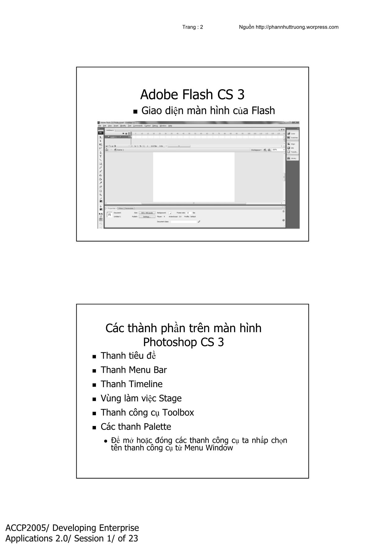 Bài giảng Flash - Chương 1: Các khái niệm về Adobe Flash trang 2