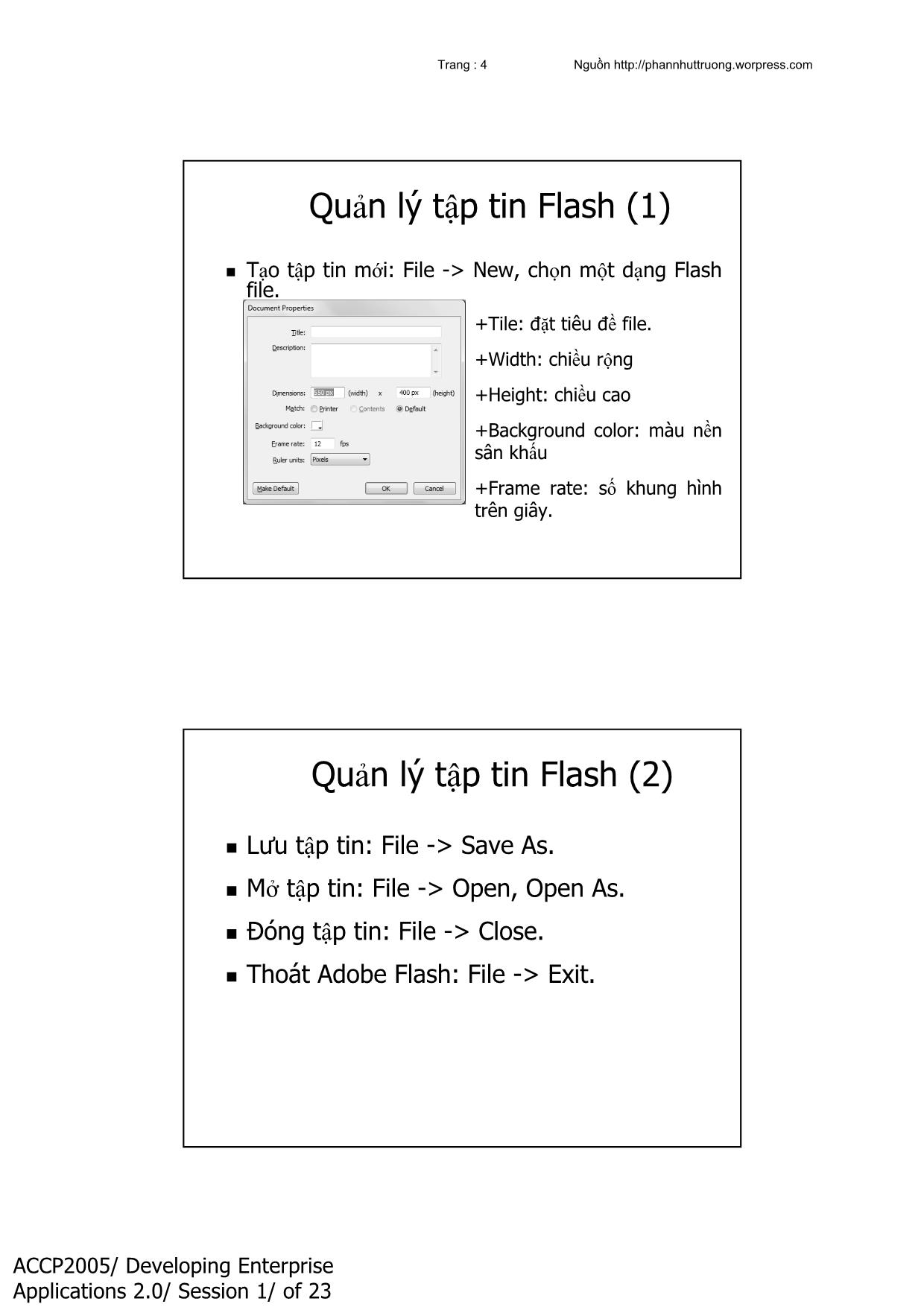 Bài giảng Flash - Chương 1: Các khái niệm về Adobe Flash trang 4