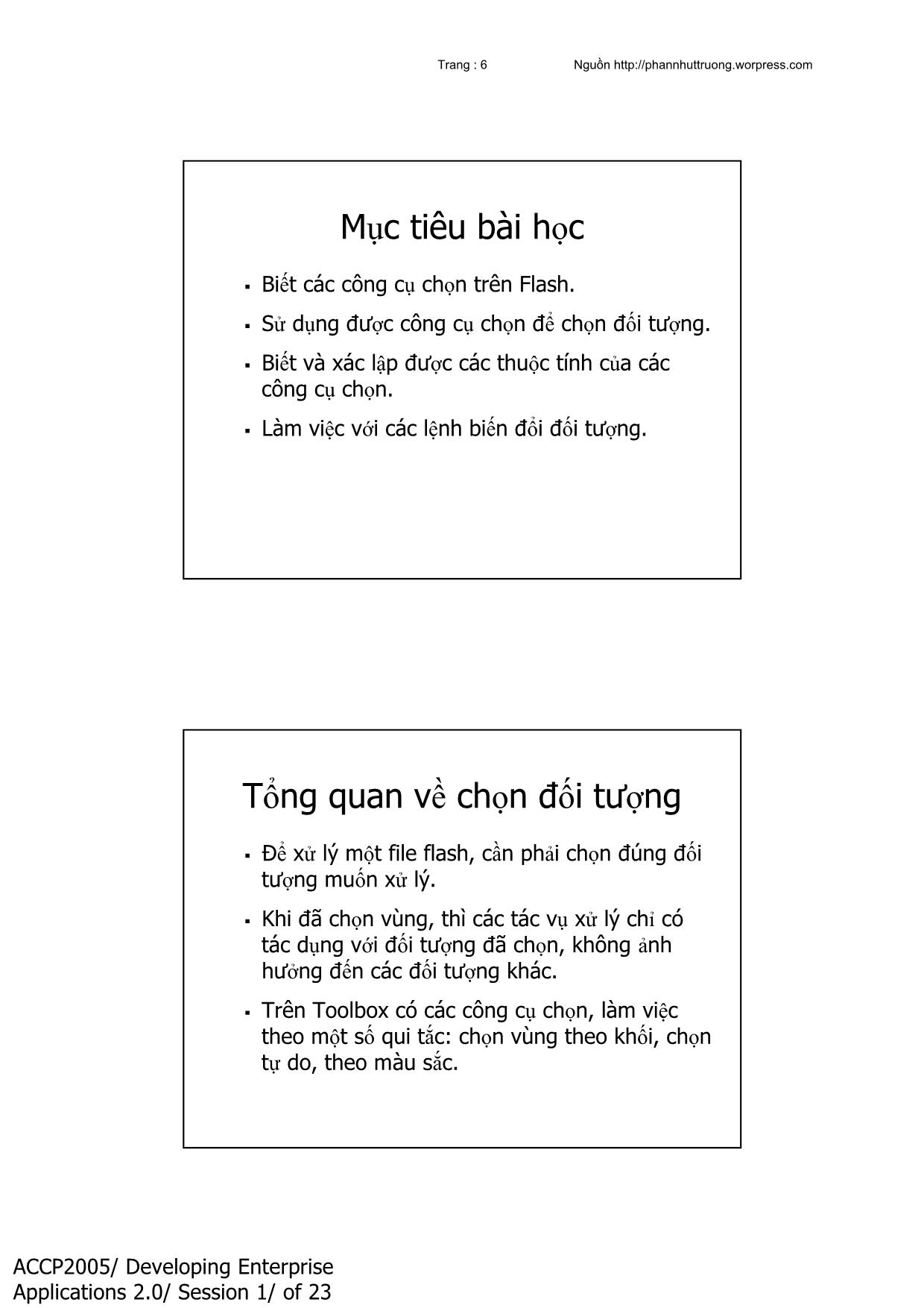 Bài giảng Flash - Chương 1: Các khái niệm về Adobe Flash trang 6