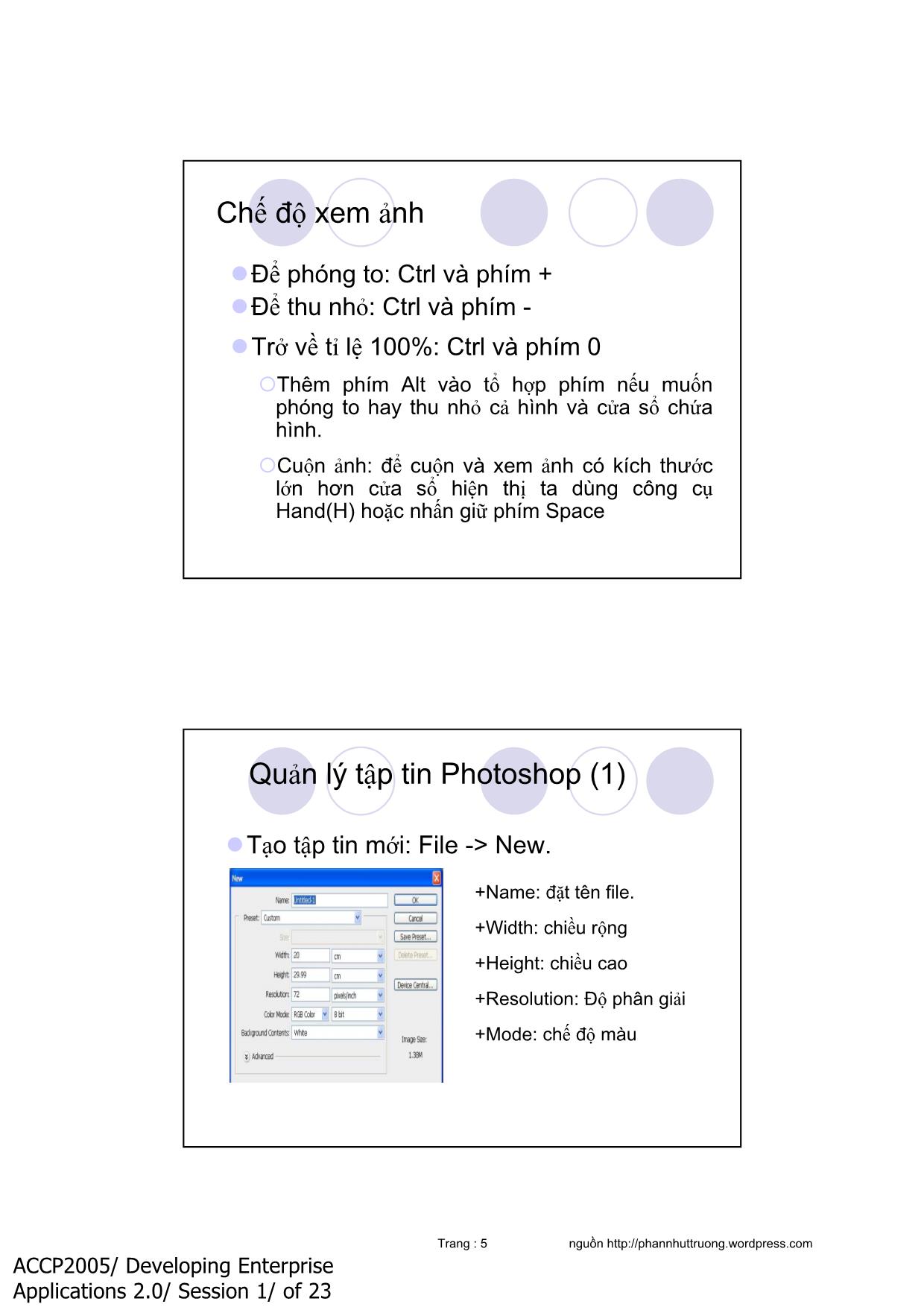 Bài giảng Photoshop - Chương 1: Các khái niệm về chương trình photoshop trang 5