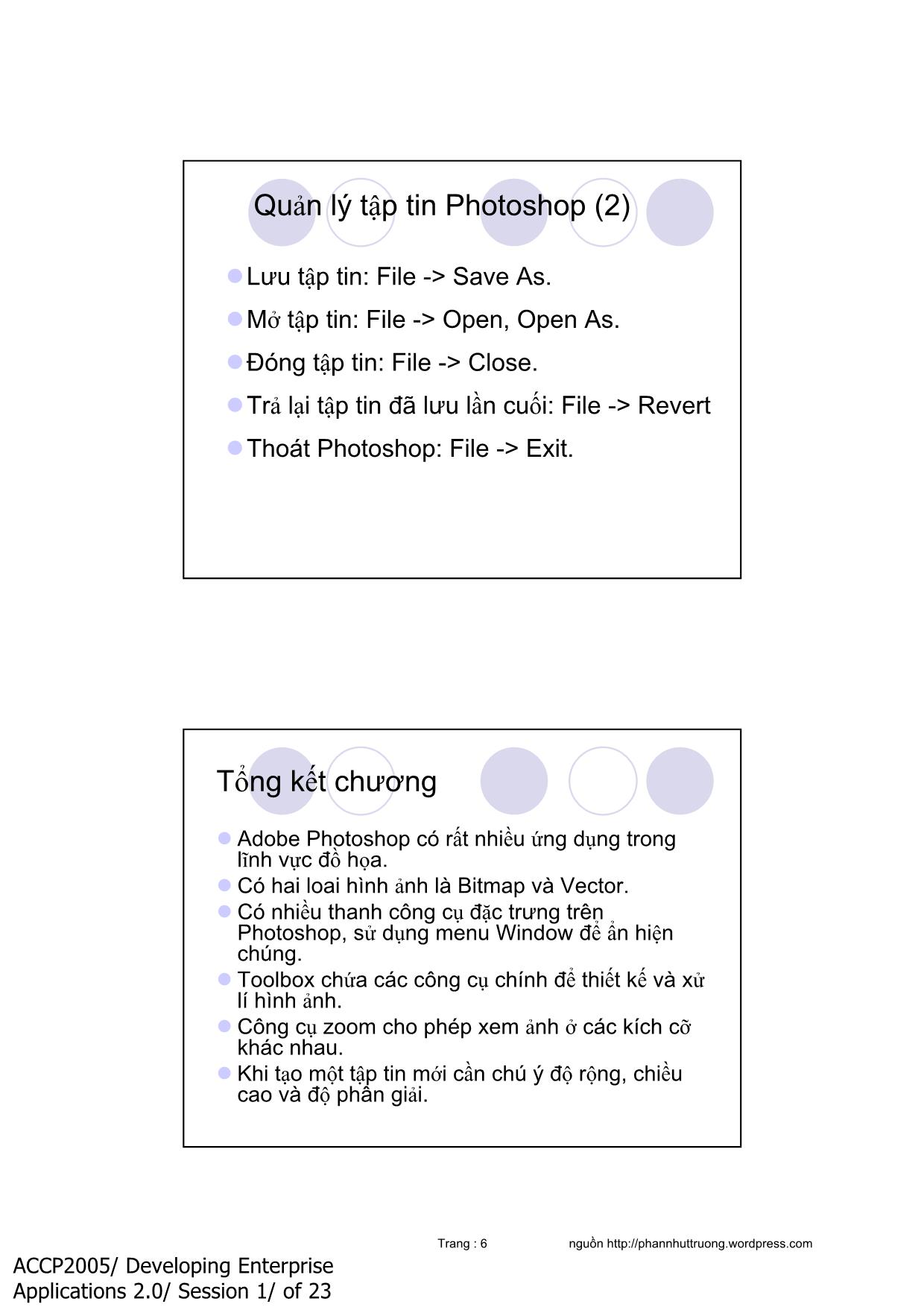 Bài giảng Photoshop - Chương 1: Các khái niệm về chương trình photoshop trang 6