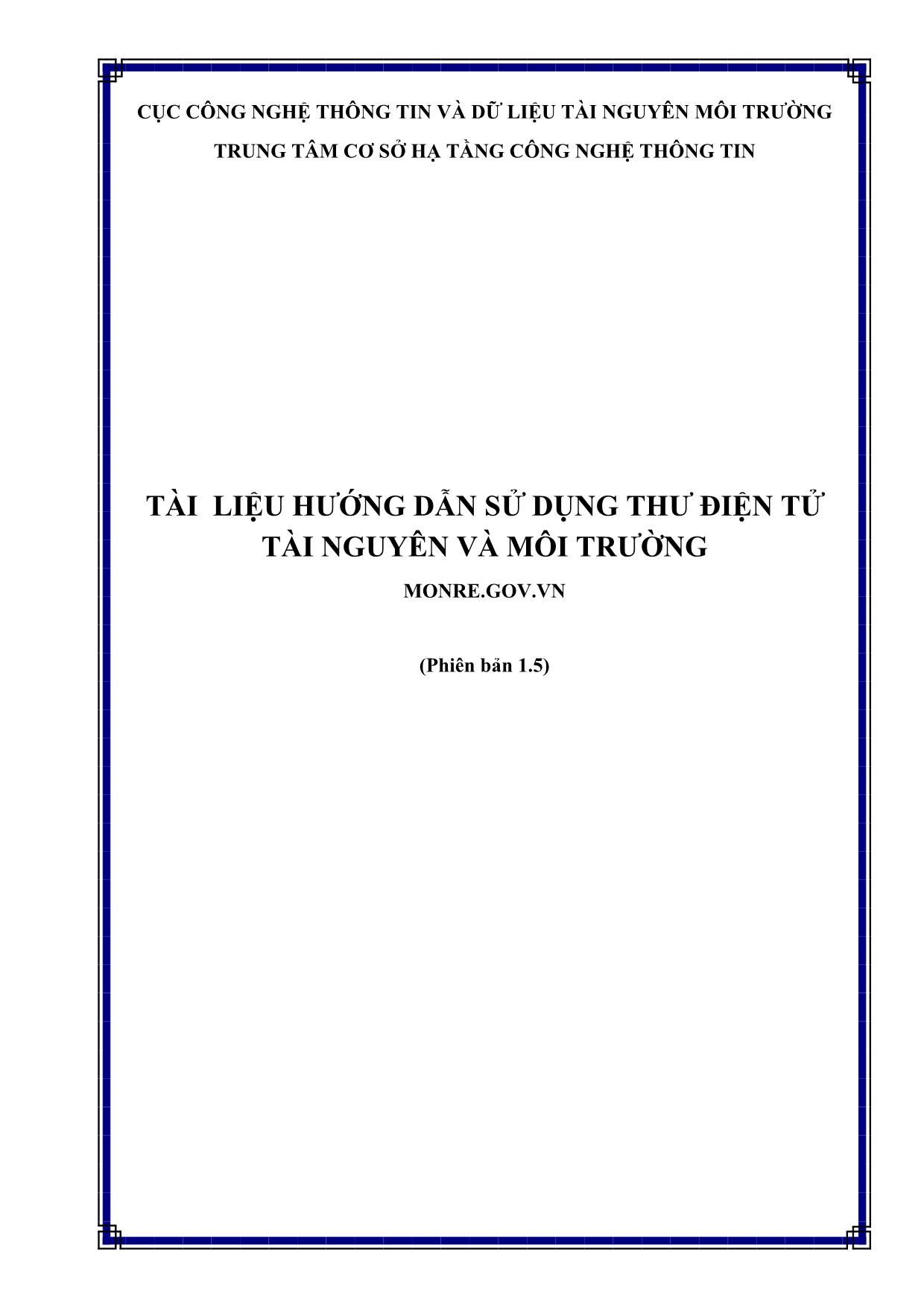 Tài liệu Hướng dẫn sử dụng thư điện tử tài nguyên và môi trường trang 1