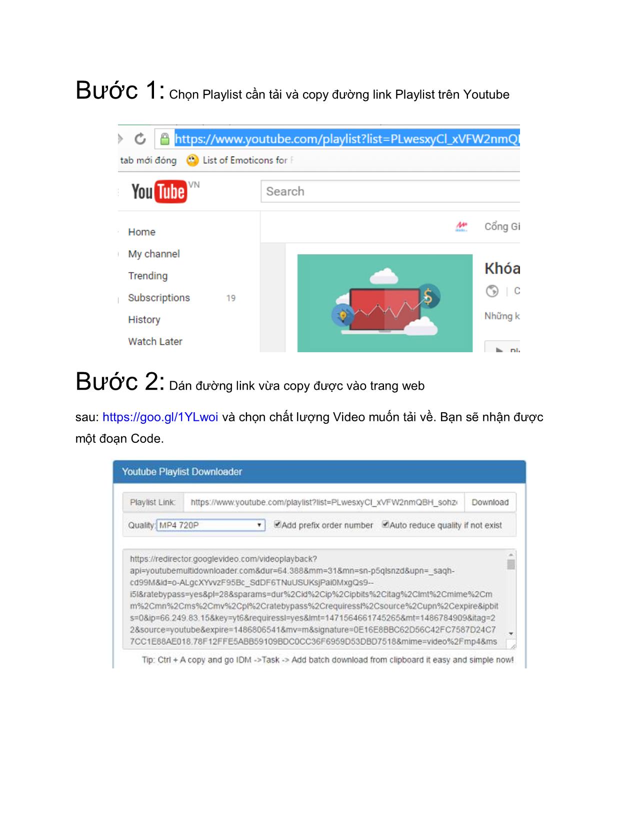 Tài liệu Tải trọn Playlist trên Youtube bằng phần mềm IDM trang 2