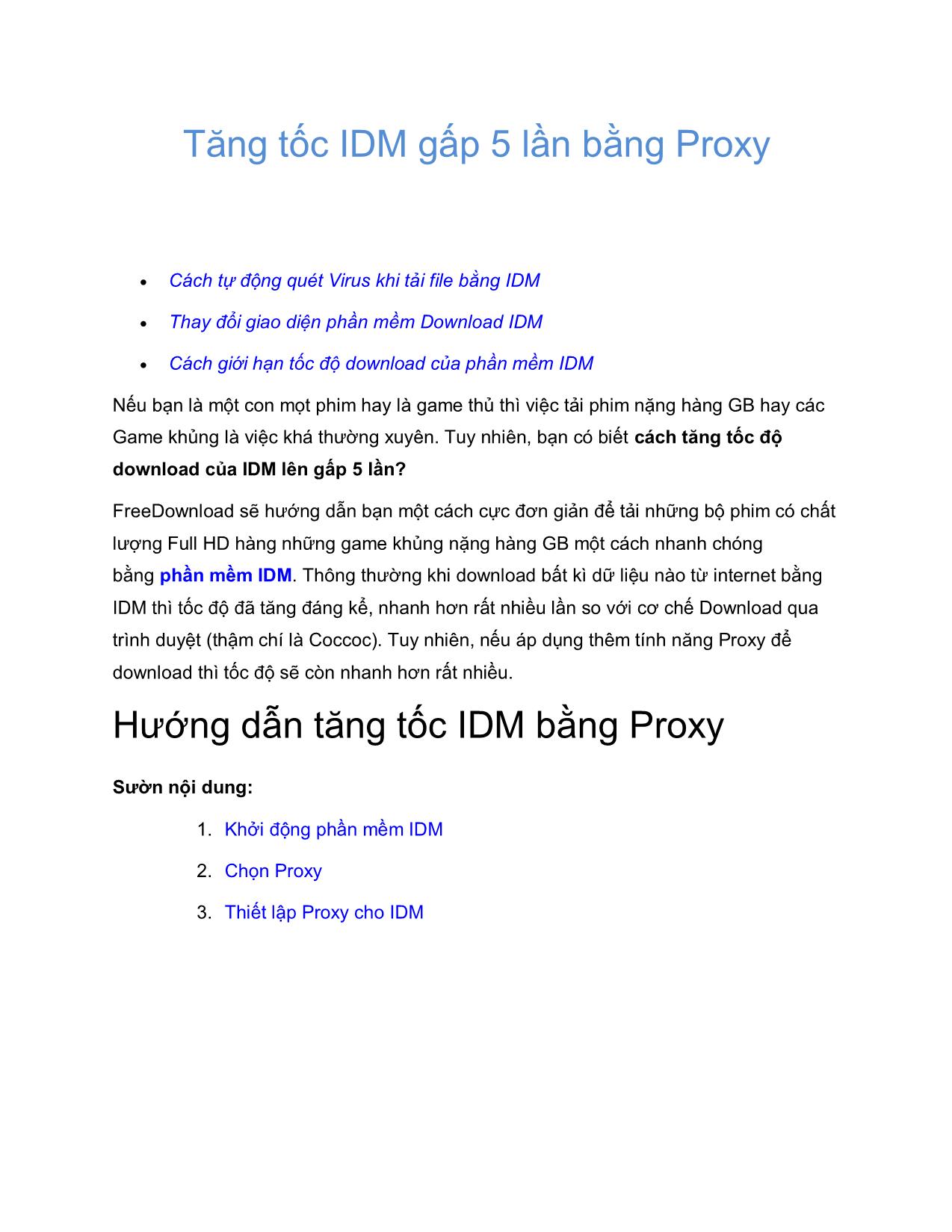 Tài liệu Tăng tốc IDM gấp 5 lần bằng Proxy trang 1