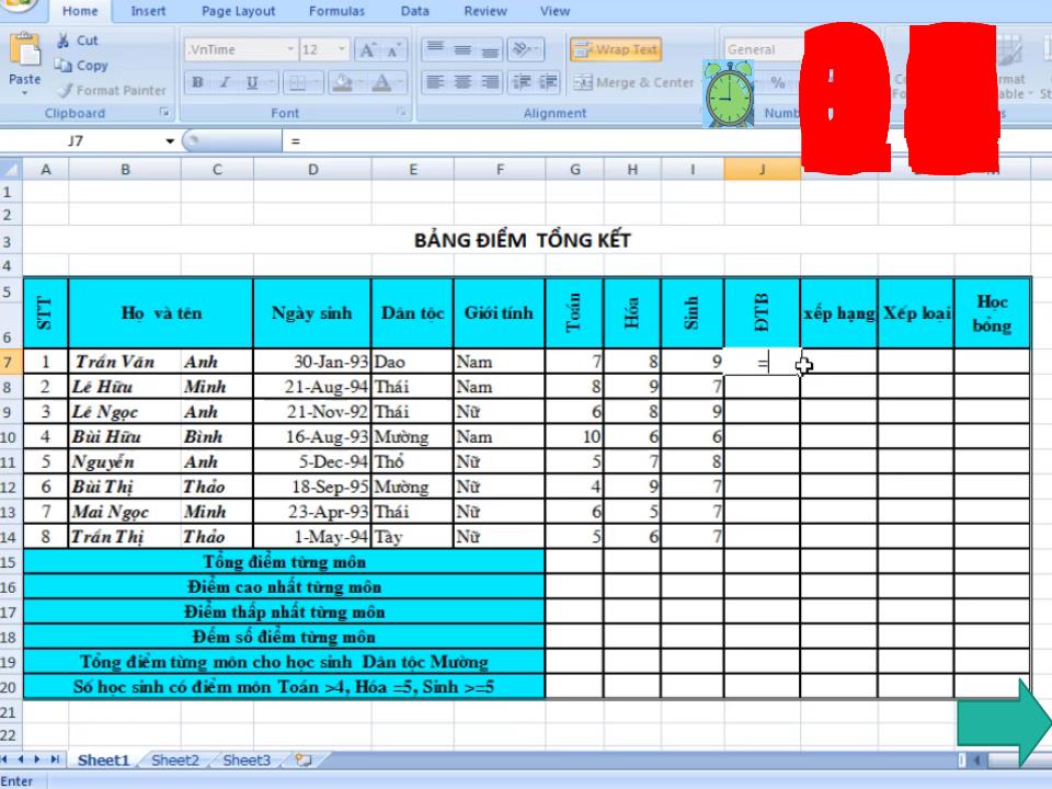 Bài giảng Bảng tính điện tử MS Excel - Nội dung 3: Tính toán trong bảng. Các hàm mẫu trong Excel (Tiết 2) - Ngô Thùy Linh trang 2