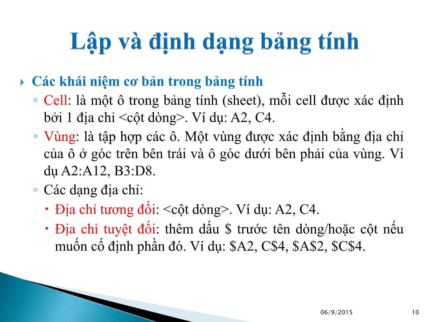 Bài giảng Tin học ứng dụng - Chương 1: Các hàm thông dụng trong Excel trang 10