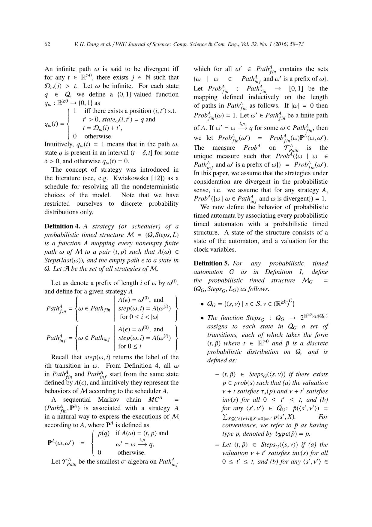 Towards model - Checking probabilistic timed automata against probabilistic duration properties trang 5