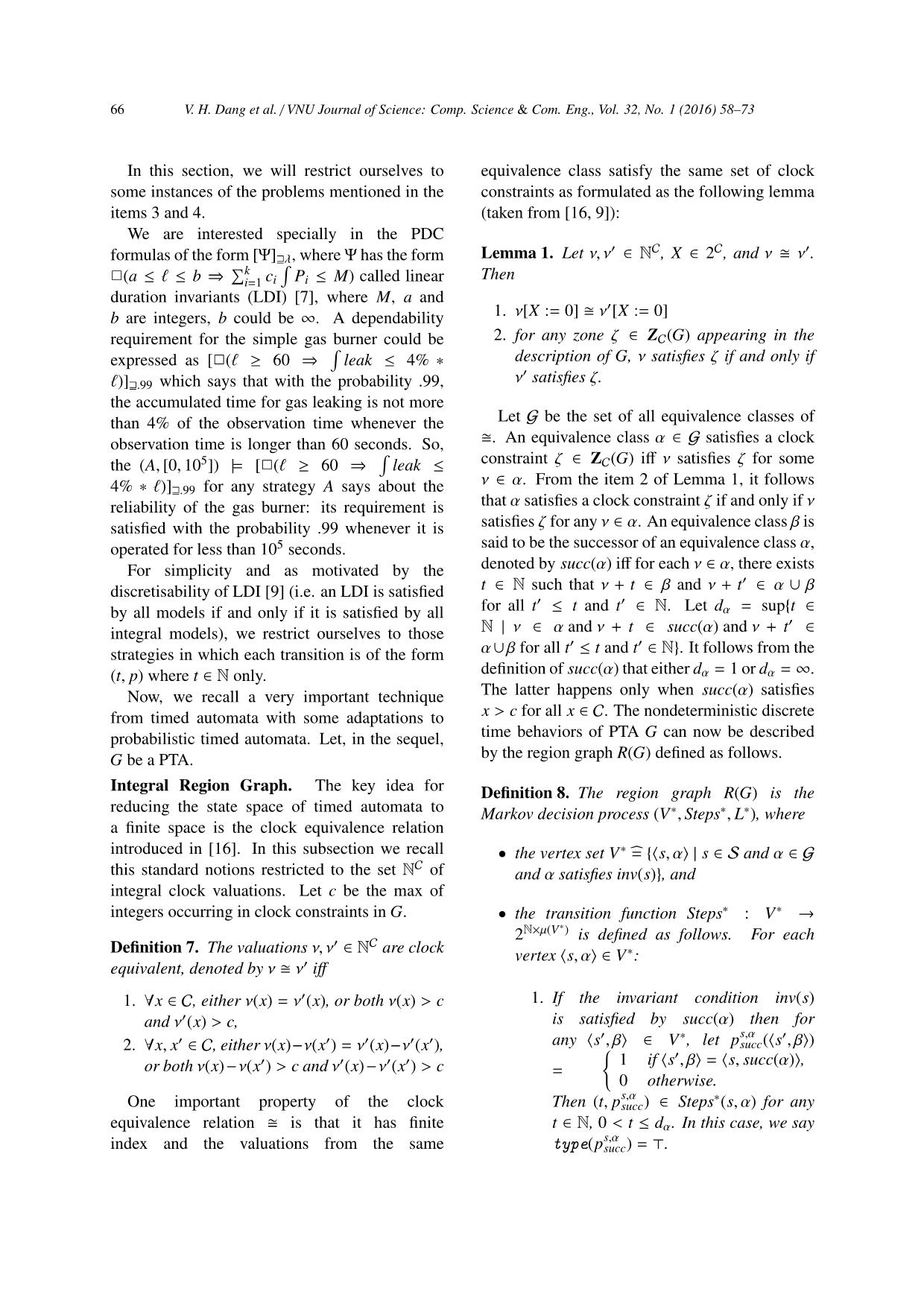 Towards model - Checking probabilistic timed automata against probabilistic duration properties trang 9