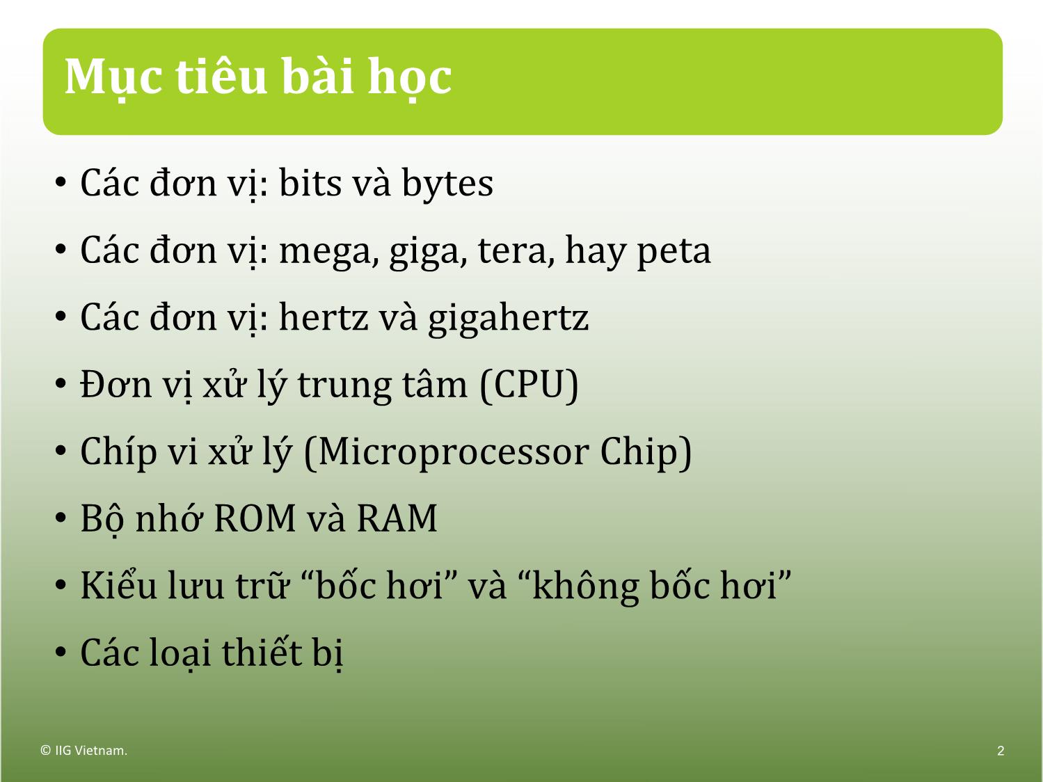 Bài giảng Máy tính căn bản - Bài 3: Phần cứng trang 2