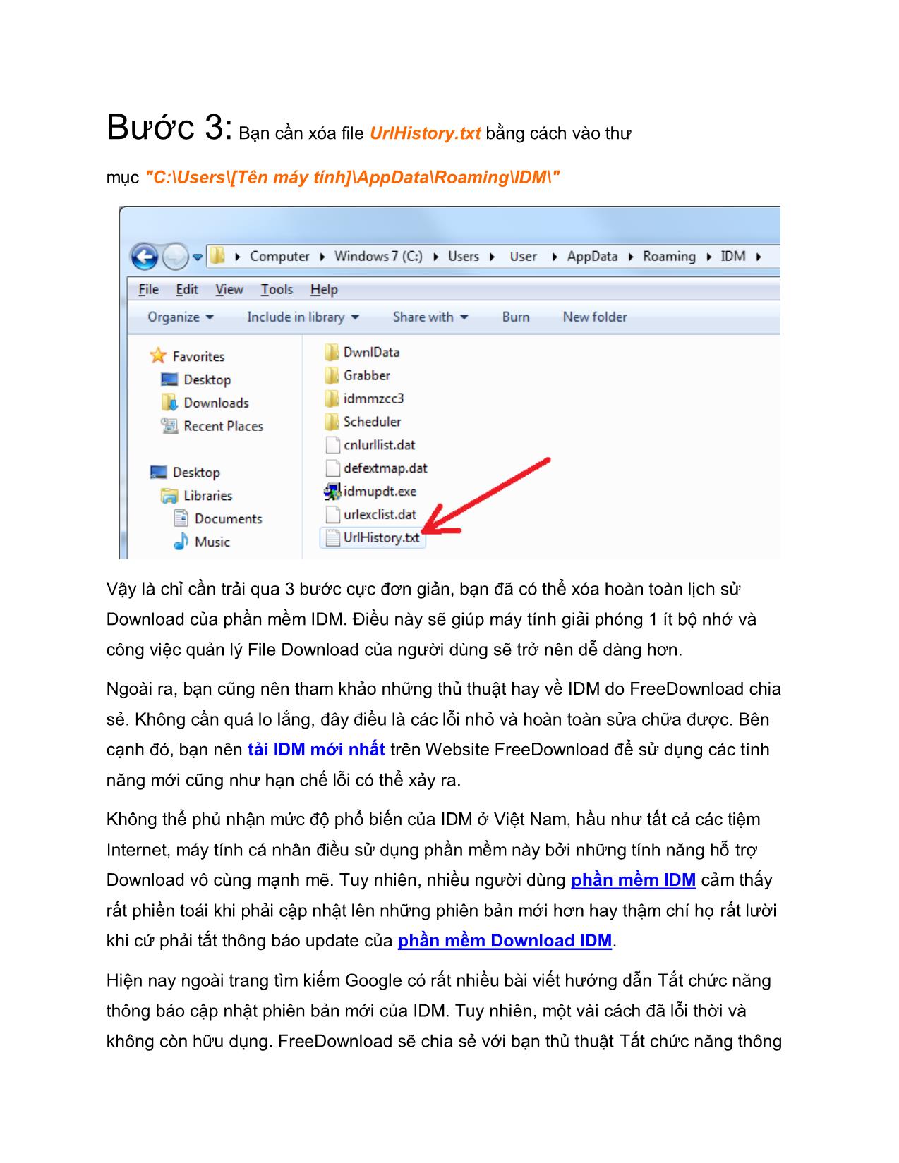 Tài liệu Xóa danh sách file tải và tắt thông báo cập nhật của phần mềm IDM trang 3