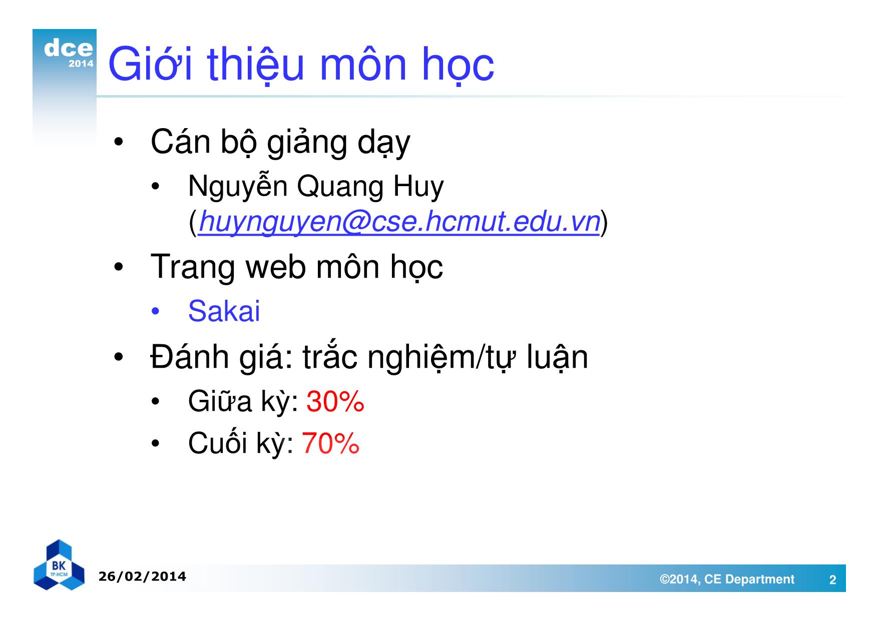 Bài giảng thiết kế luận lý 1 - Chương 1: Giới thiệu trang 2