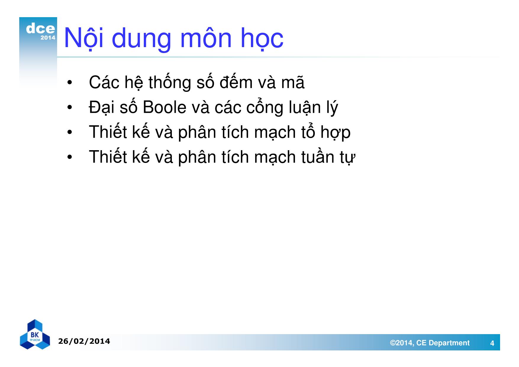 Bài giảng thiết kế luận lý 1 - Chương 1: Giới thiệu trang 4