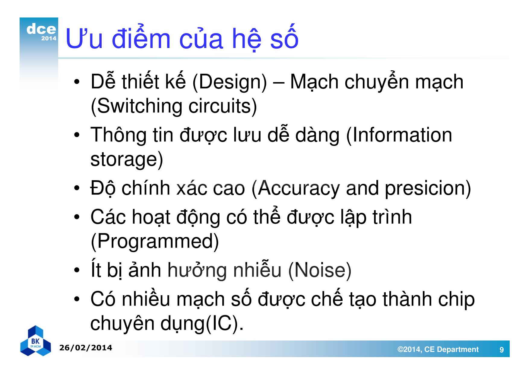 Bài giảng thiết kế luận lý 1 - Chương 1: Giới thiệu trang 9