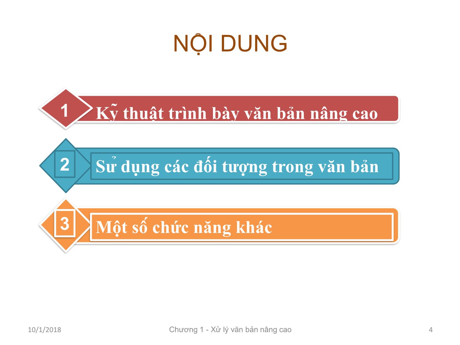 Bài giảng Tin học ứng dụng - Chương 1: Kỹ thuật soạn thảo văn bản nâng cao trang 4