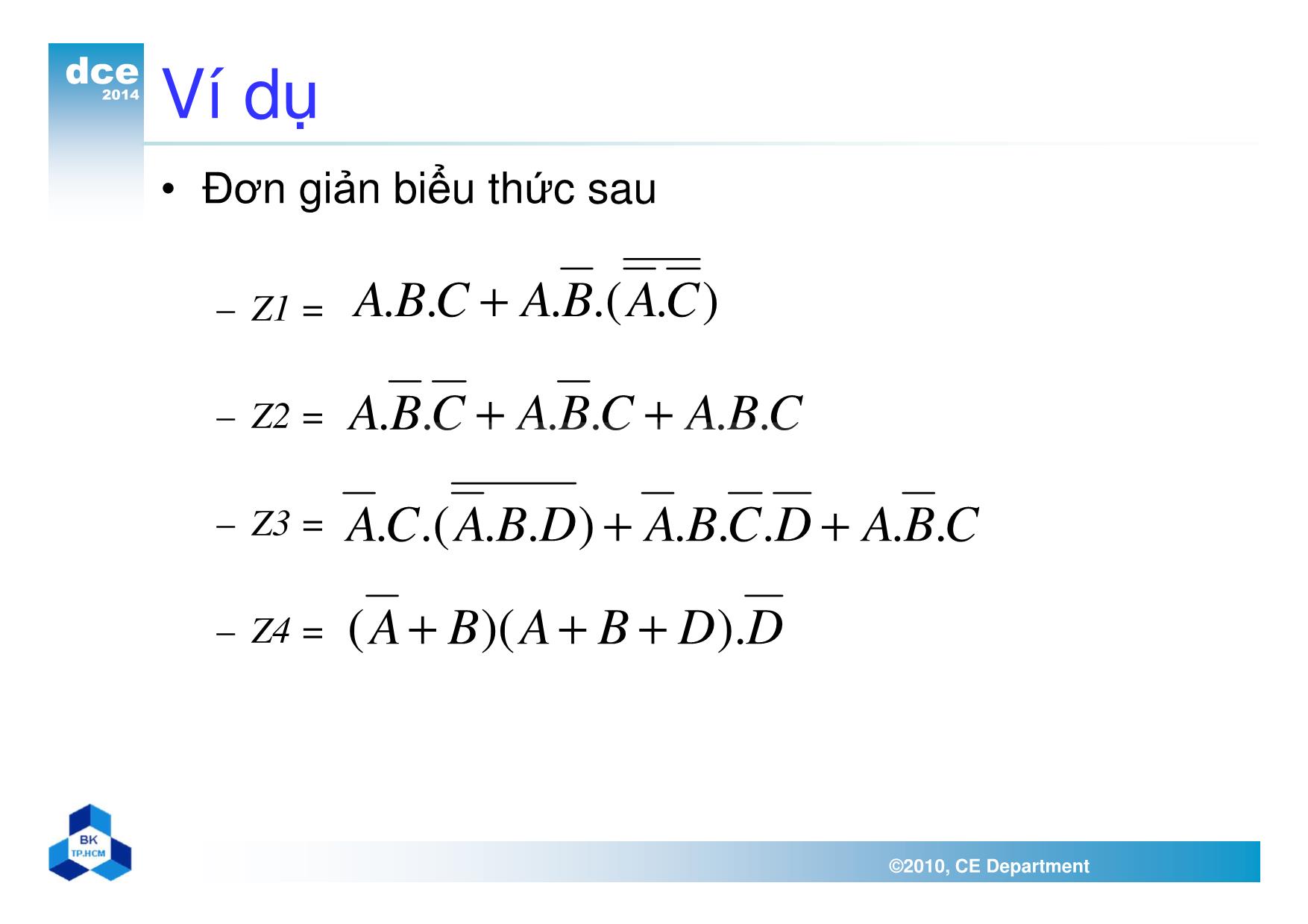 Bài giảng thiết kế luận lý 1 - Chương 3: Các mạch luận lý tổ hợp trang 10