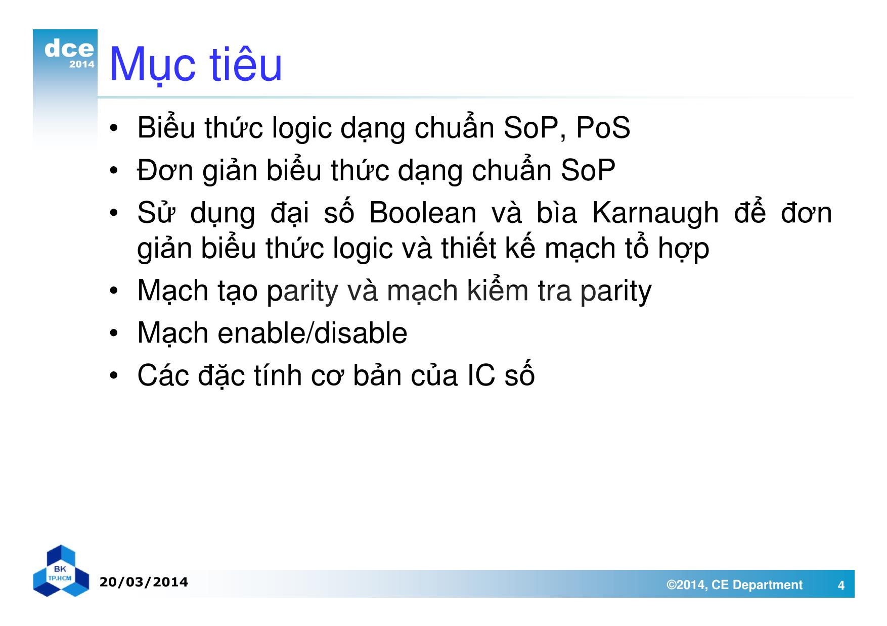 Bài giảng thiết kế luận lý 1 - Chương 3: Các mạch luận lý tổ hợp trang 4