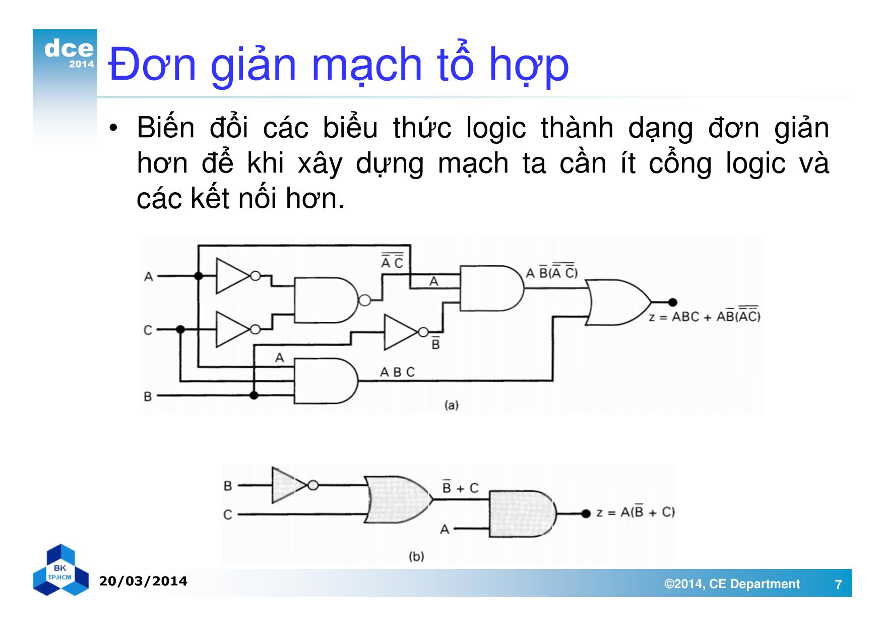 Bài giảng thiết kế luận lý 1 - Chương 3: Các mạch luận lý tổ hợp trang 7