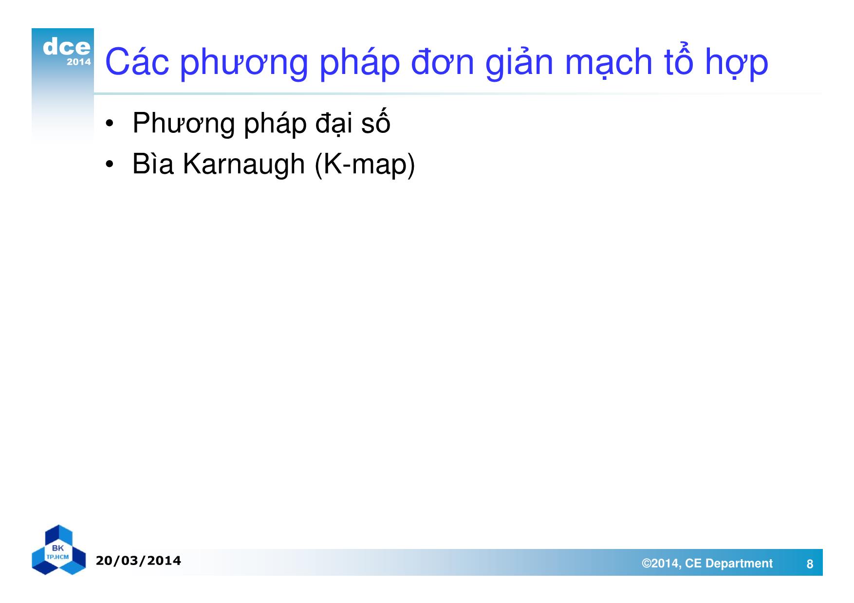 Bài giảng thiết kế luận lý 1 - Chương 3: Các mạch luận lý tổ hợp trang 8