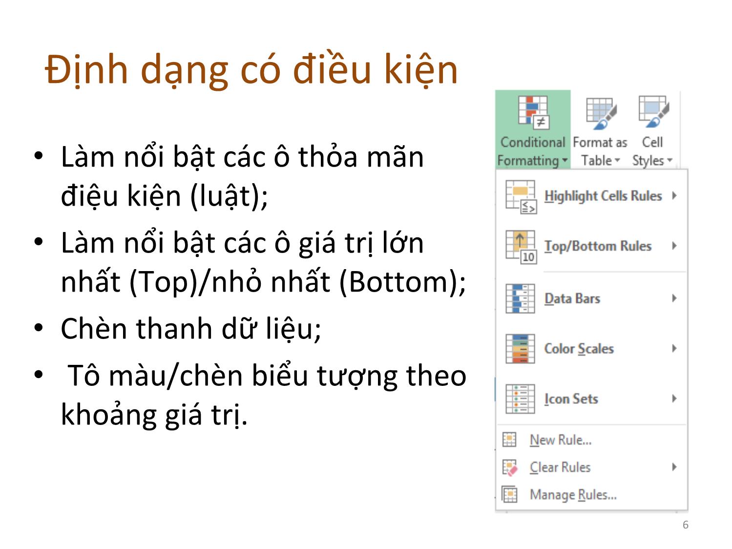 Bài giảng Tin học ứng dụng - Chương 2: Kỹ thuật bảng tính nâng cao trang 6