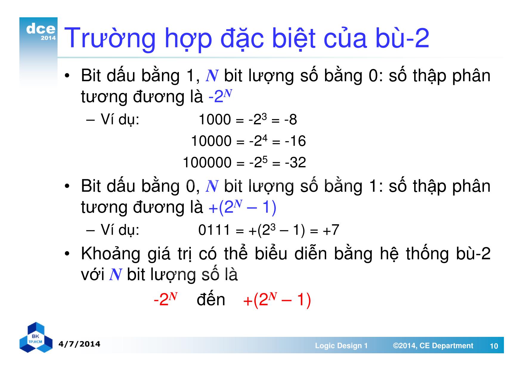 Bài giảng thiết kế luận lý 1 - Chương 4: Các phép toán và mạch số học trang 10