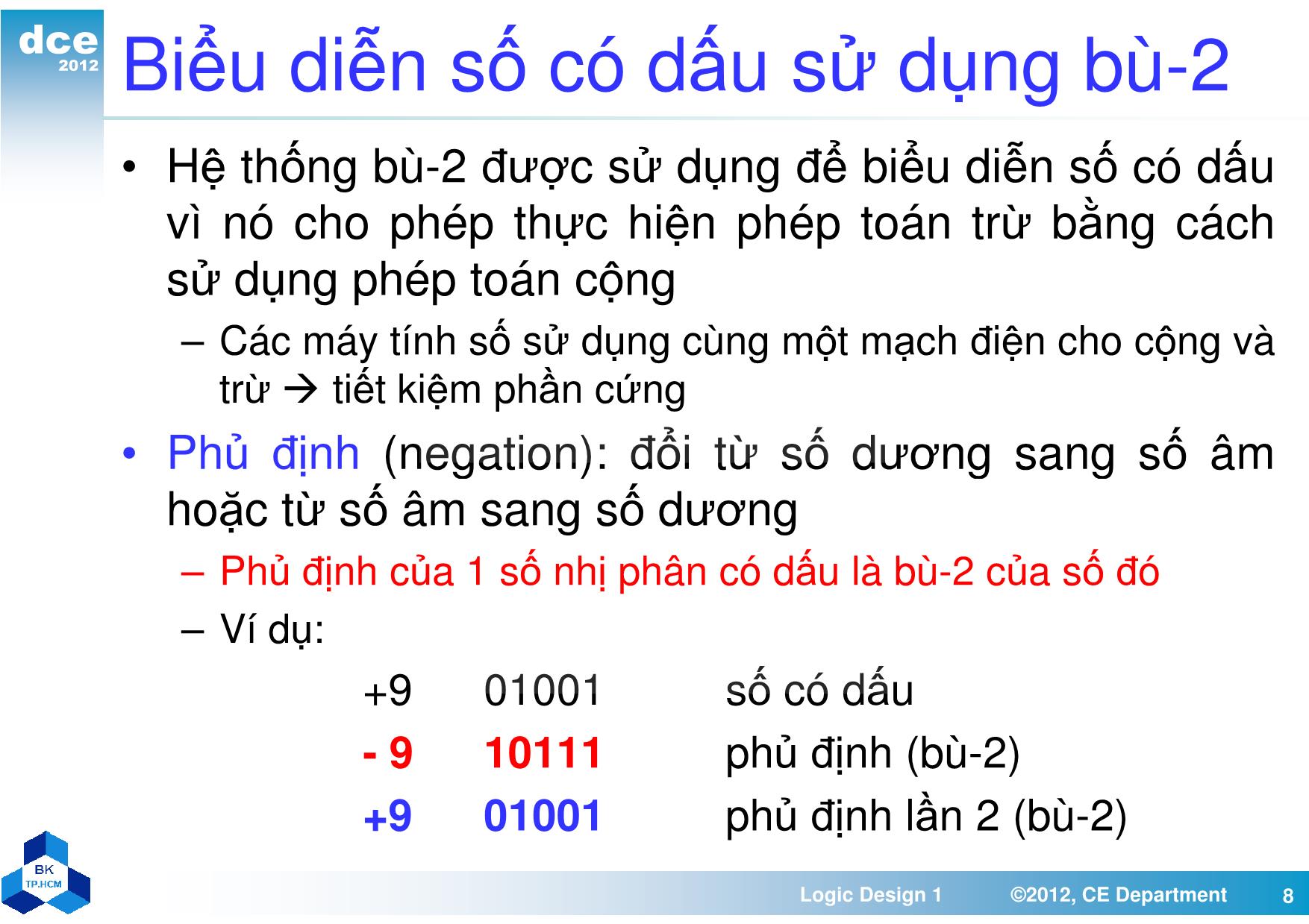 Bài giảng thiết kế luận lý 1 - Chương 5, Phần 1: Các phép toán và mạch số học trang 8