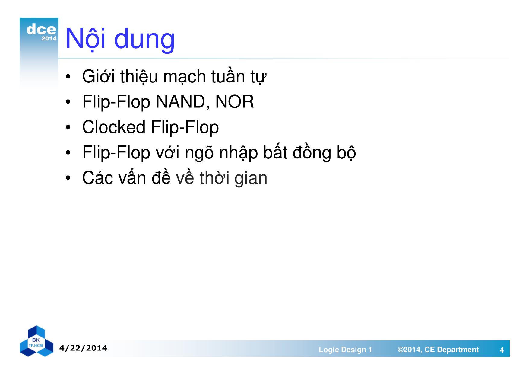 Bài giảng thiết kế luận lý 1 - Chương 5, Phần 2: Flip-Flop và mạch tuần tự trang 4