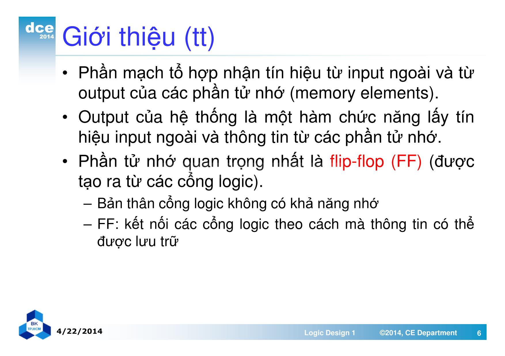 Bài giảng thiết kế luận lý 1 - Chương 5, Phần 2: Flip-Flop và mạch tuần tự trang 6