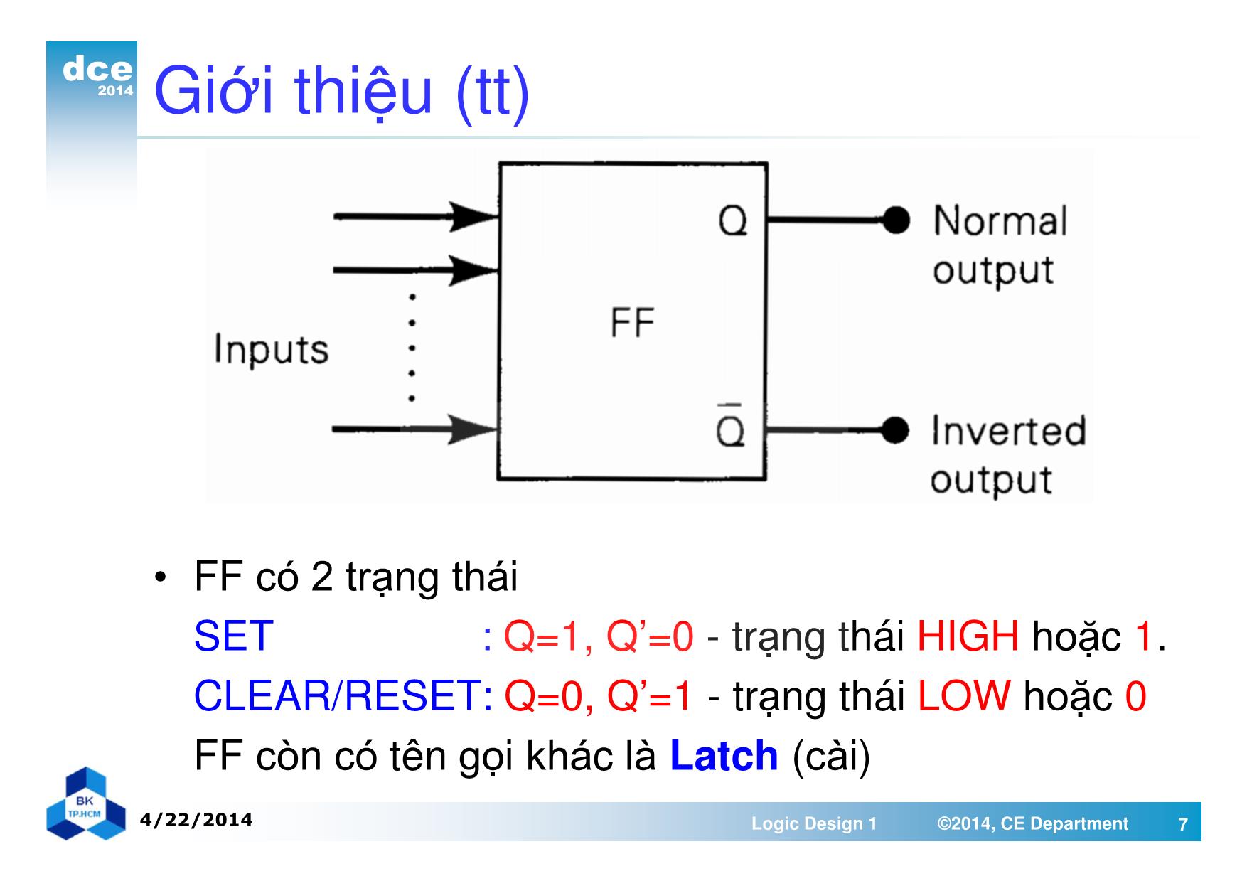 Bài giảng thiết kế luận lý 1 - Chương 5, Phần 2: Flip-Flop và mạch tuần tự trang 7