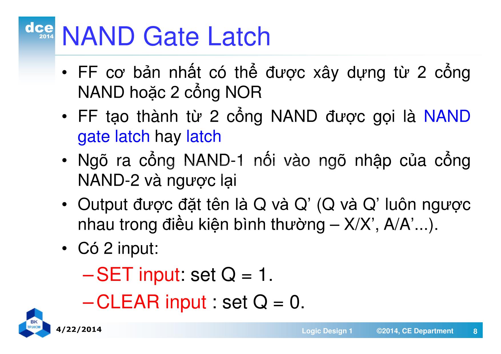 Bài giảng thiết kế luận lý 1 - Chương 5, Phần 2: Flip-Flop và mạch tuần tự trang 8