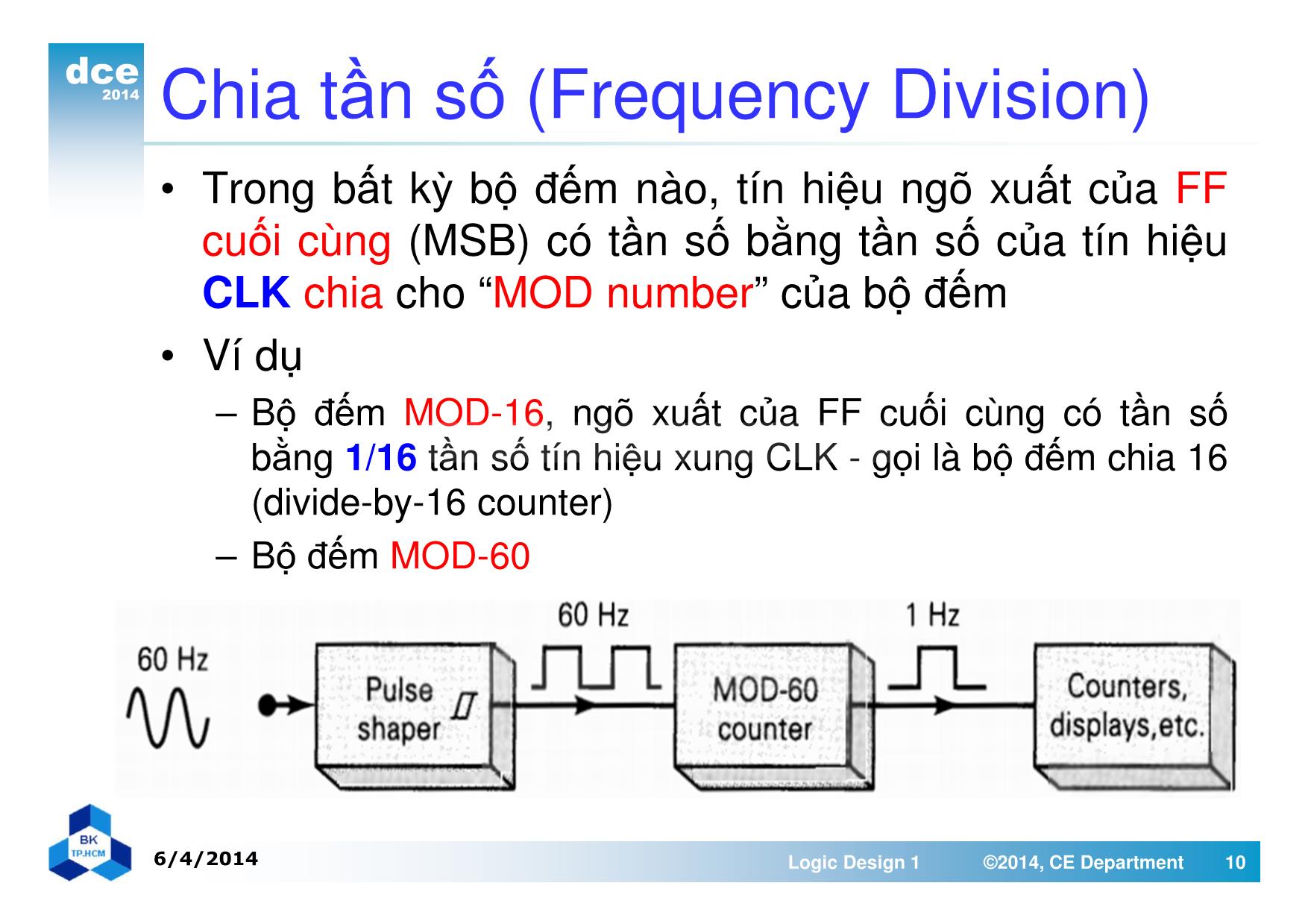 Bài giảng thiết kế luận lý 1 - Chương 6: Bộ đếm và thanh ghi trang 10