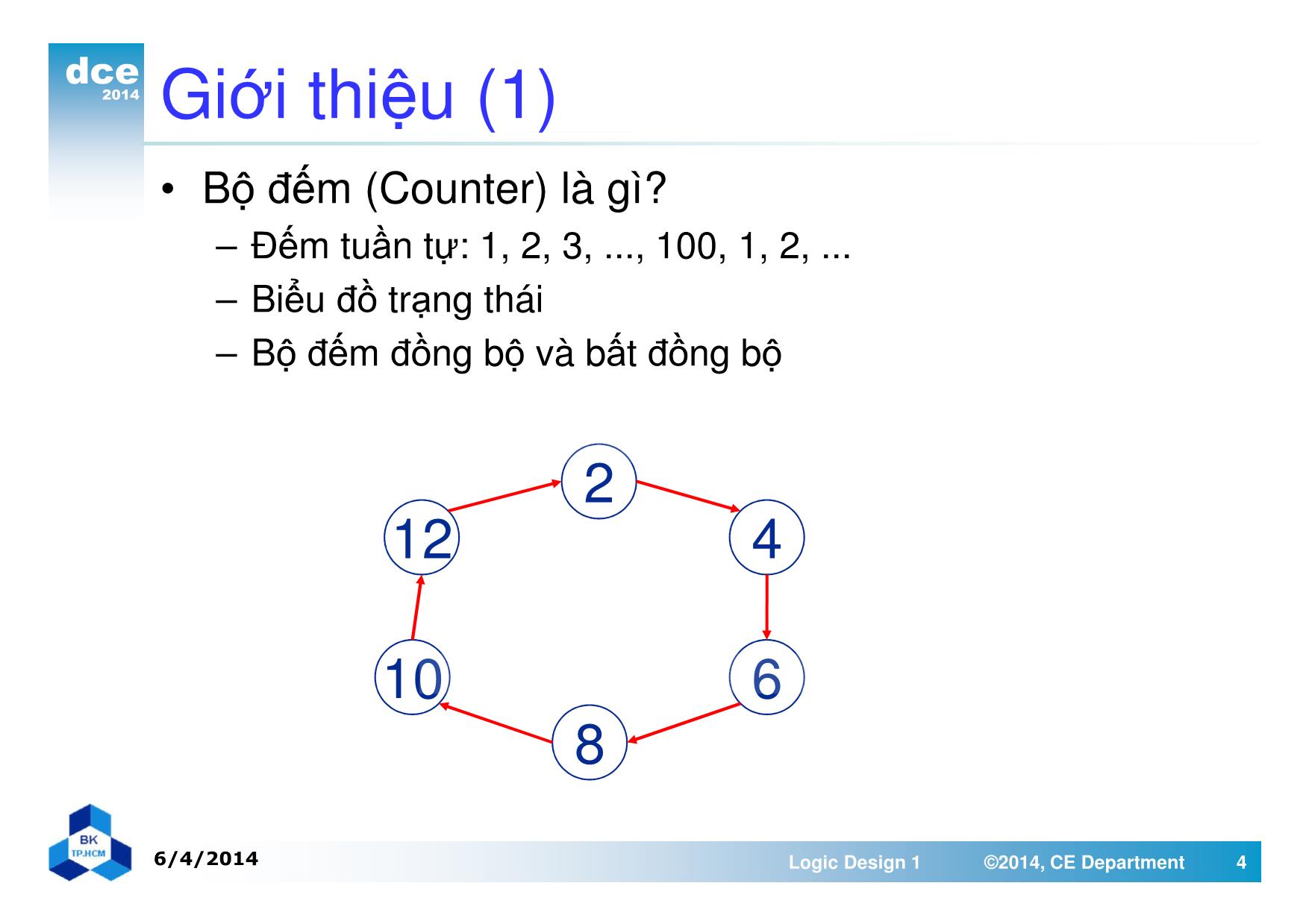 Bài giảng thiết kế luận lý 1 - Chương 6: Bộ đếm và thanh ghi trang 4