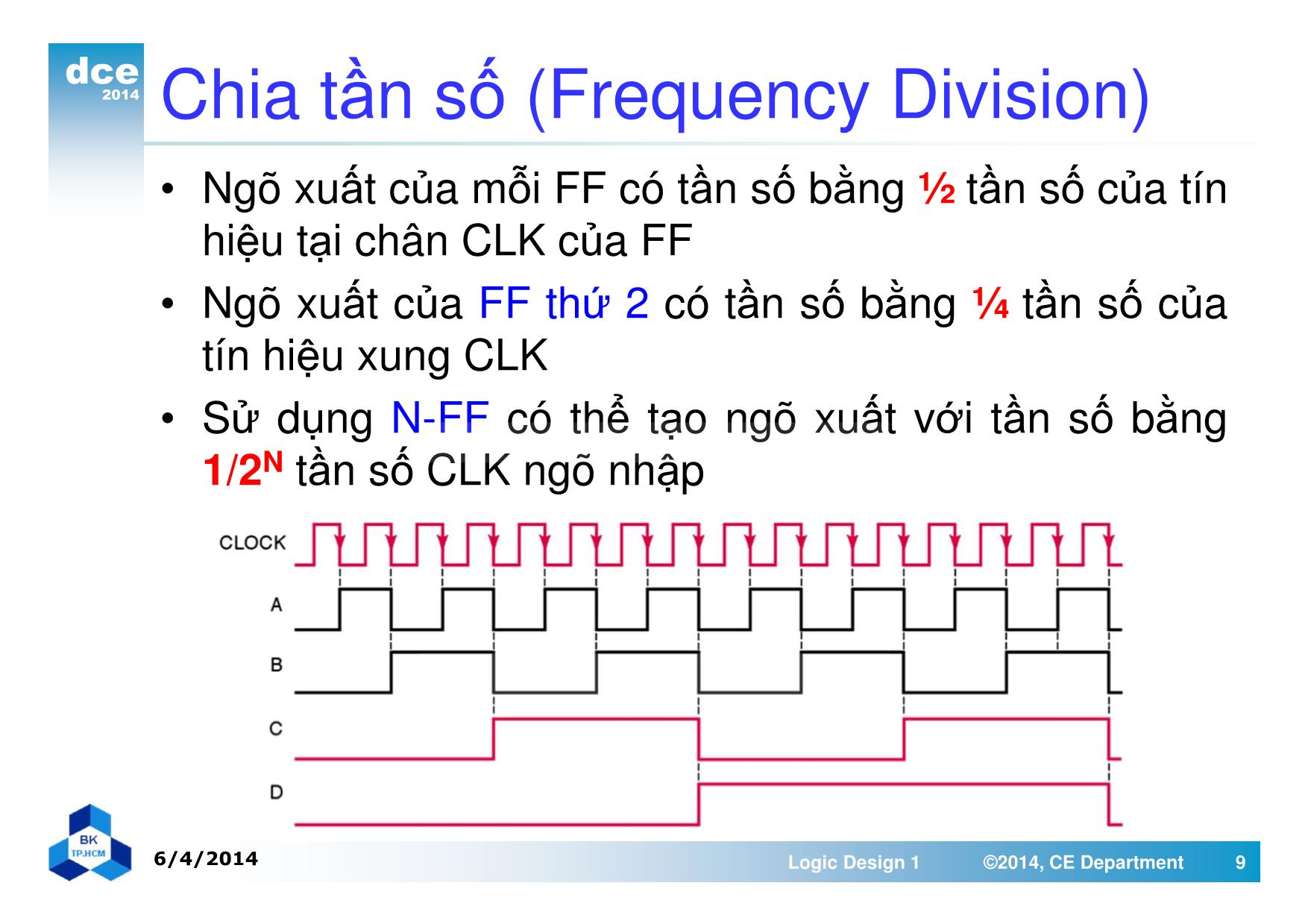 Bài giảng thiết kế luận lý 1 - Chương 6: Bộ đếm và thanh ghi trang 9