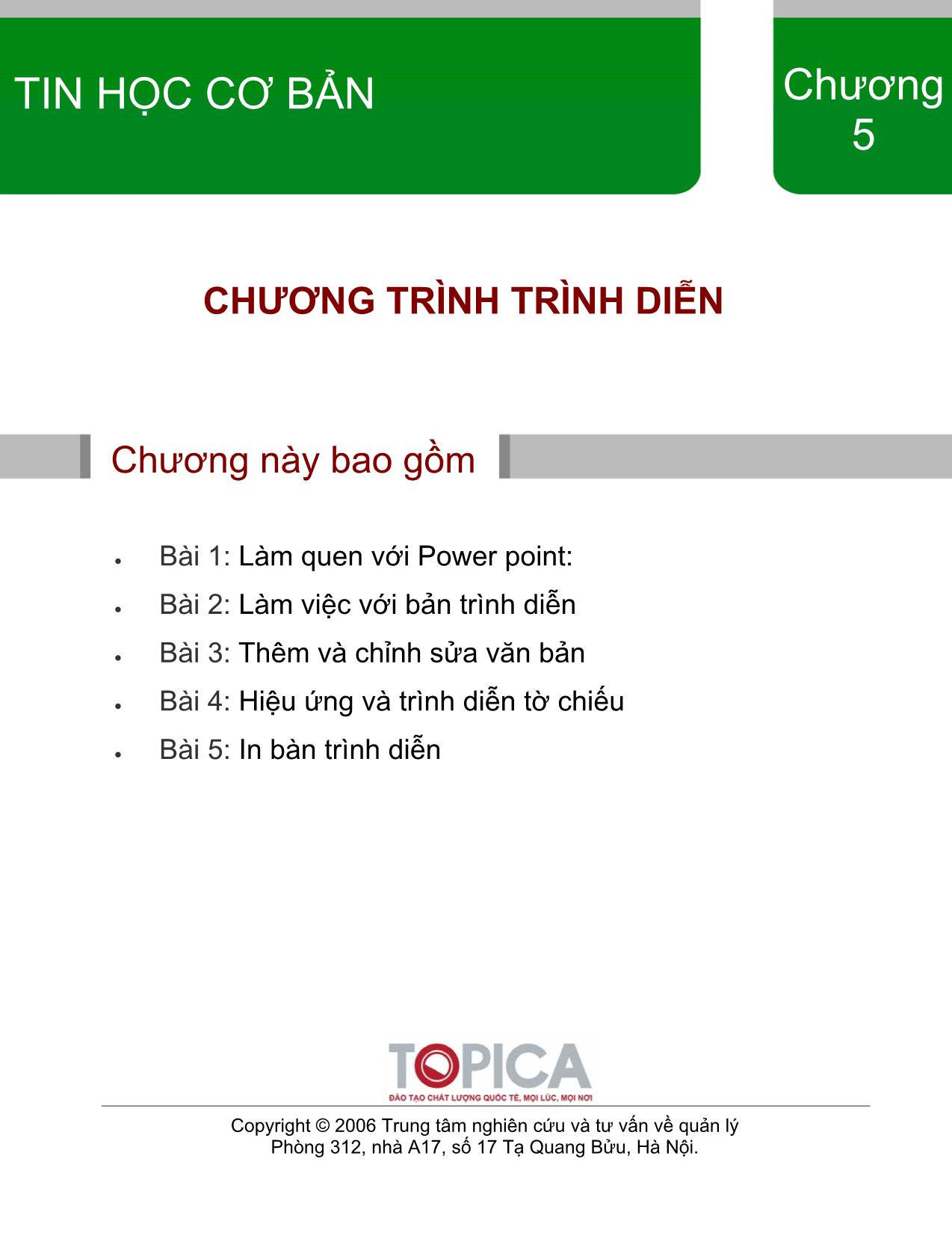 Bài giảng Tin học cơ bản - Chương 5: Chương trình trình diễn trang 1