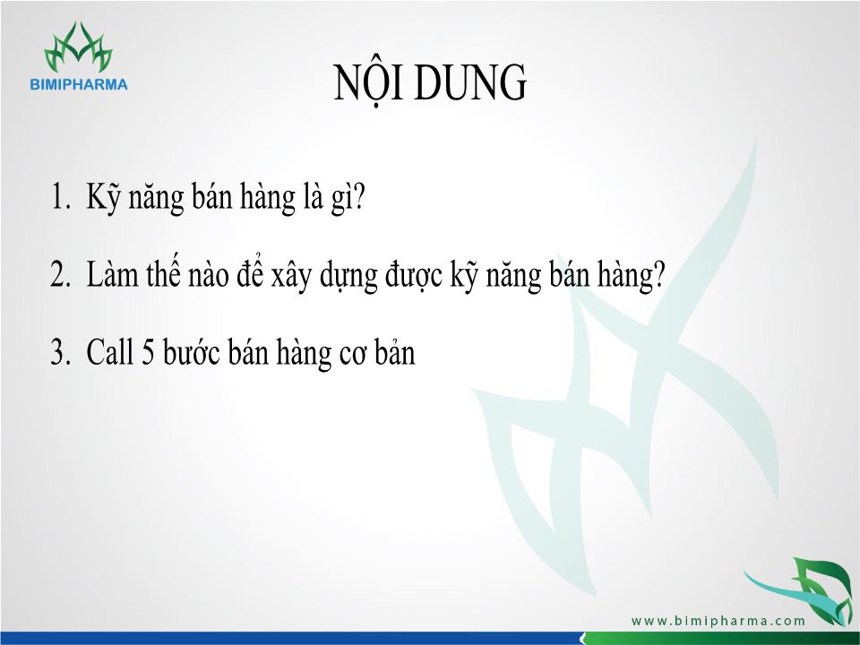 Bài giảng Đào tạo kỹ năng bán hàng - Call 5 bước bán hàng cơ bản trang 2